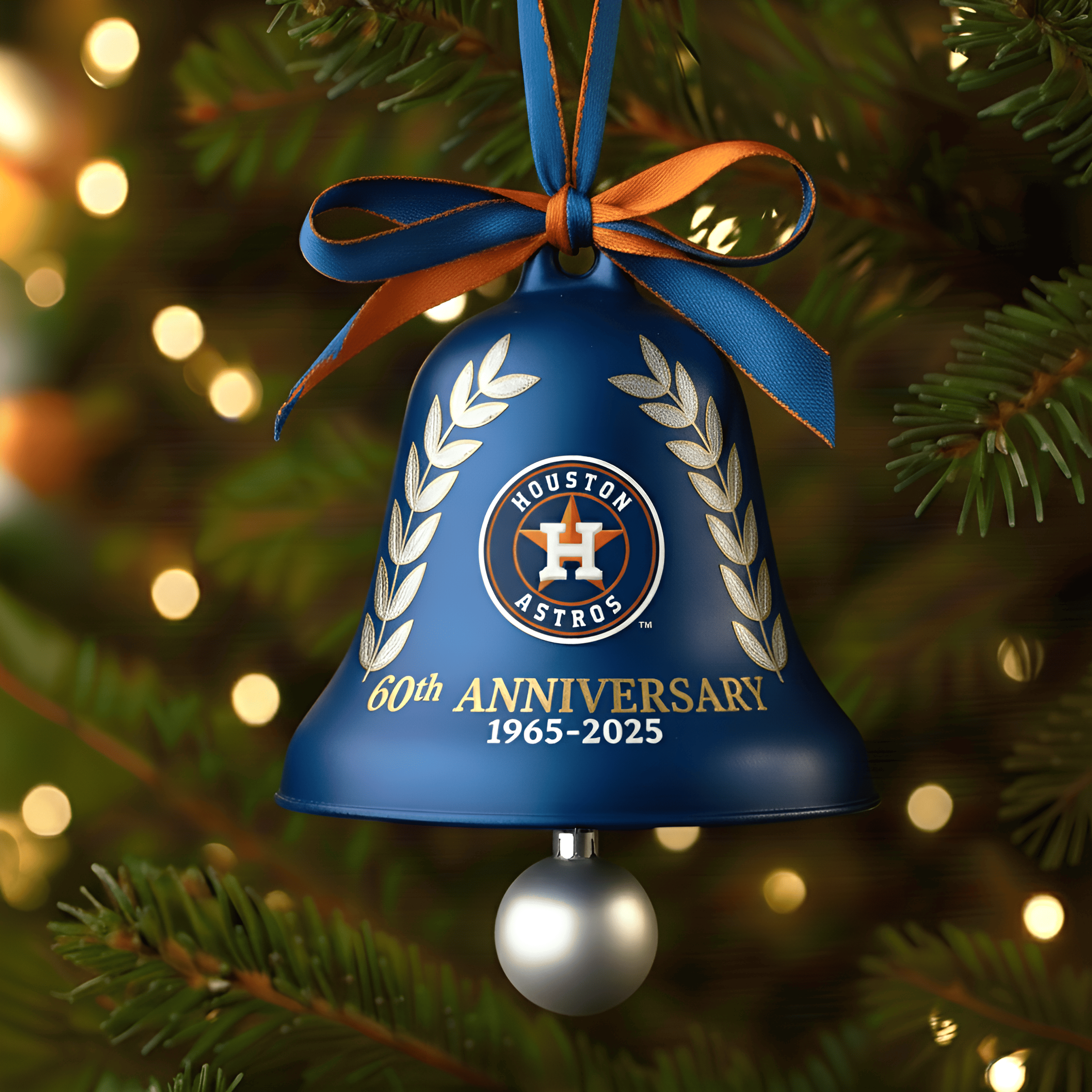 Houston Astros 60th Anniversary Christmas Bell Ornament