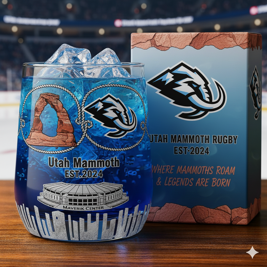 Utah Mammoth Rugby Whiskey Glass