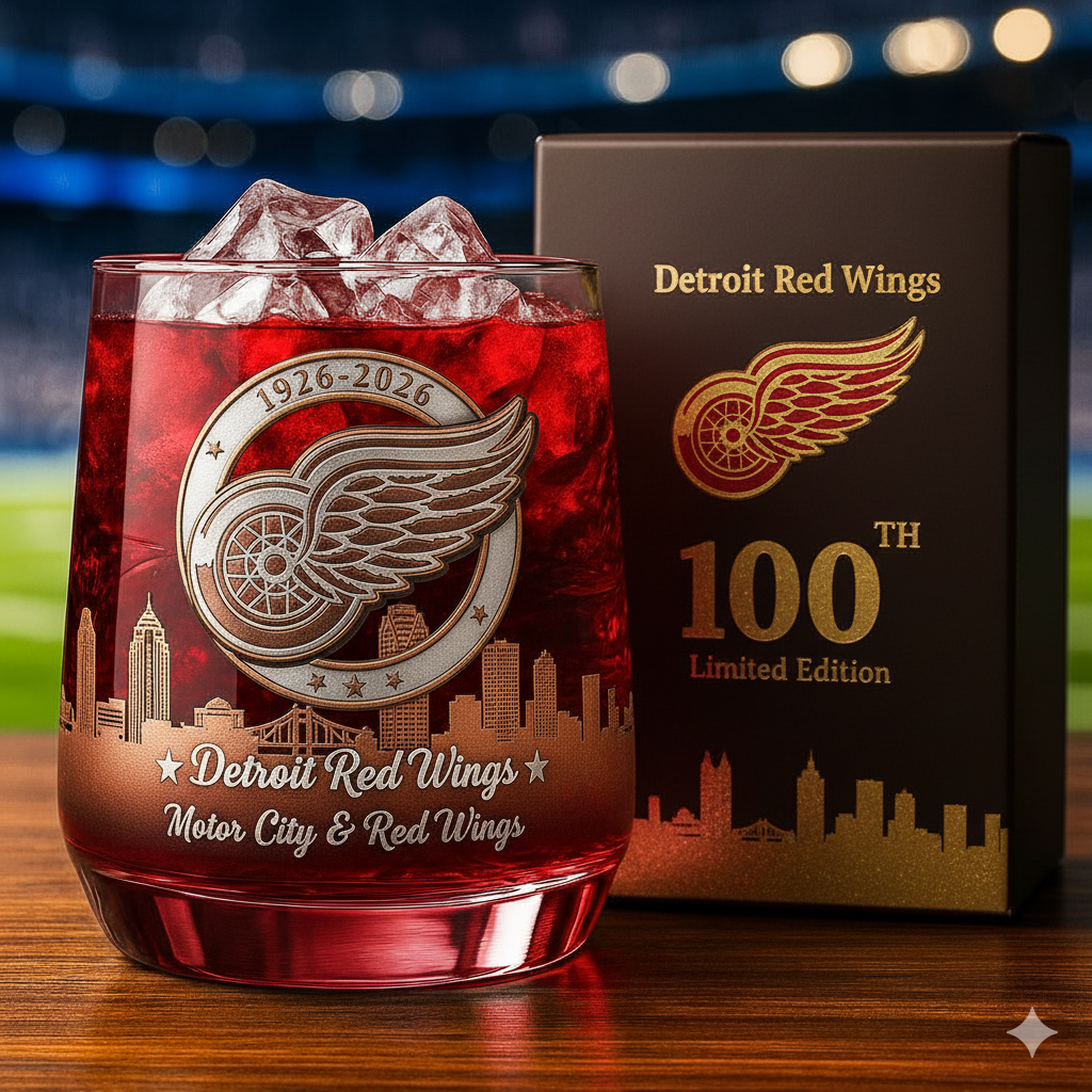 Detroit Red Wings 100th Anniversary Limited Edition Whiskey Glass