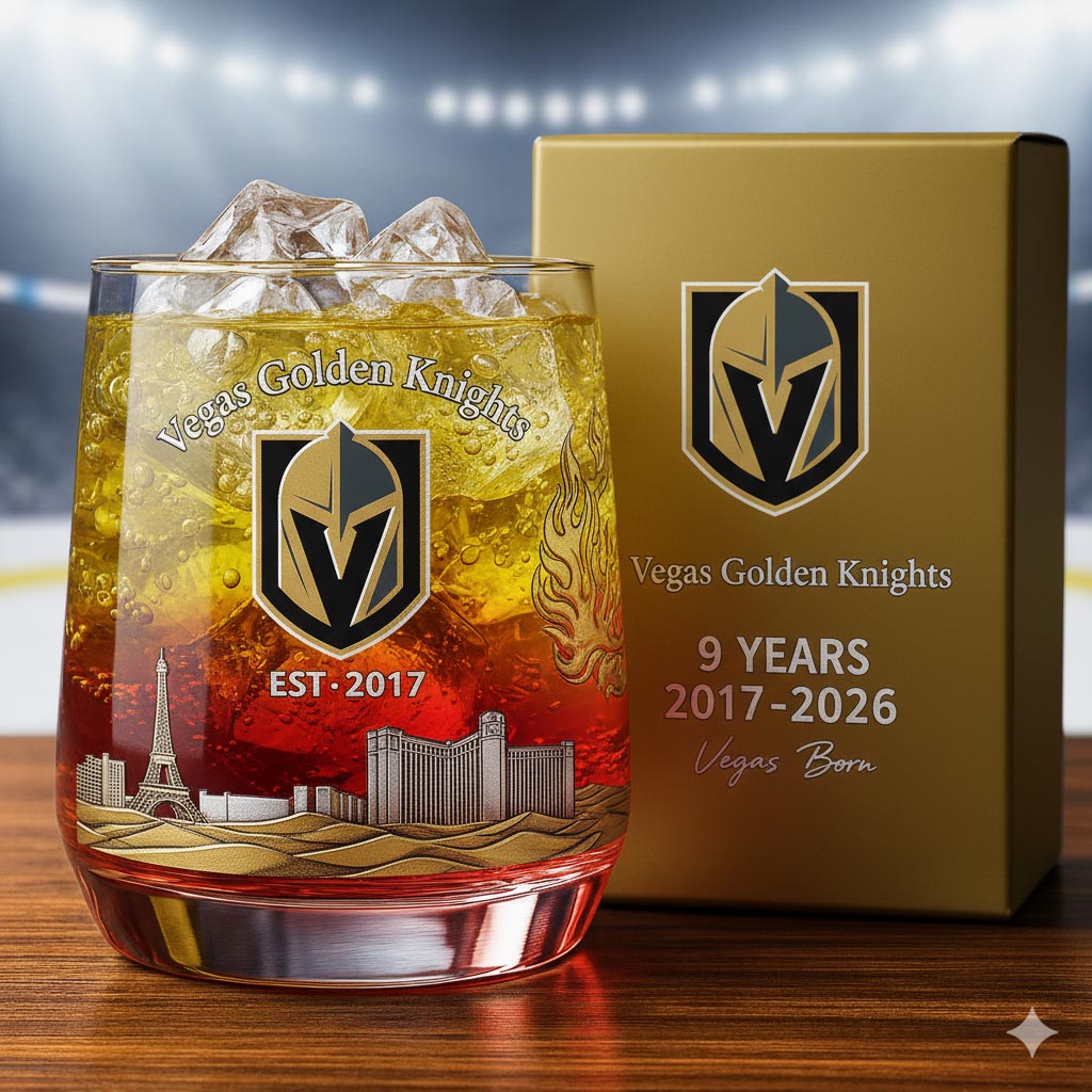 Vegas Golden Knights 9th Anniversary Whiskey Glass