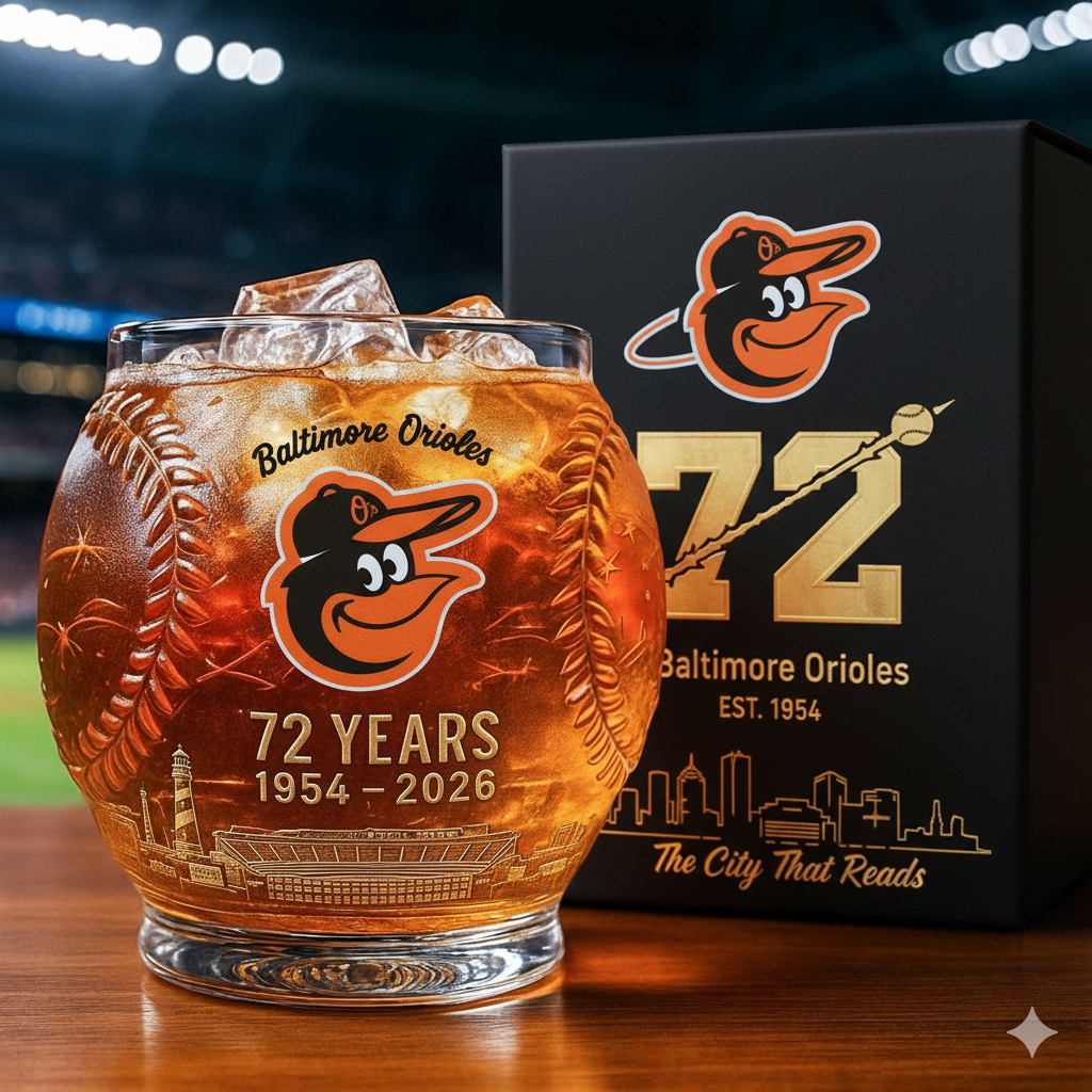 Baltimore Orioles 72nd Anniversary Whiskey Glass