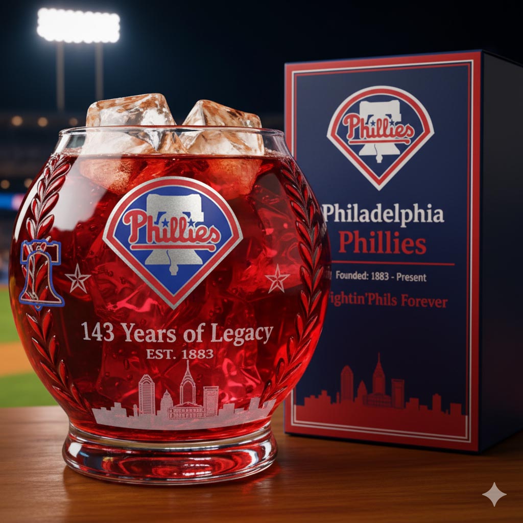 Philadelphia Phillies 143th Anniversary Whiskey Glass 