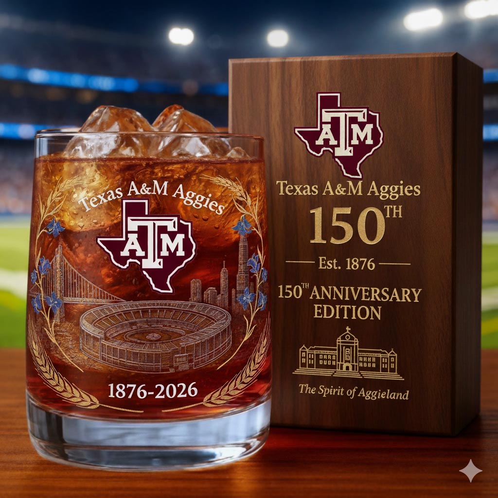 Texas A&M Aggies 150th Anniversary Whiskey Glass 