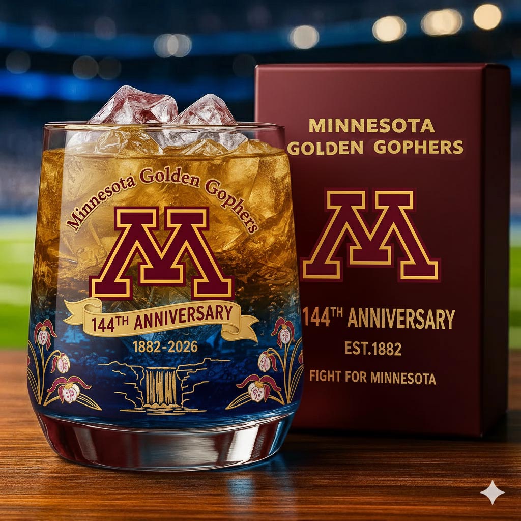 Minnesota Golden Gophers 144th Anniversary Whiskey Glass