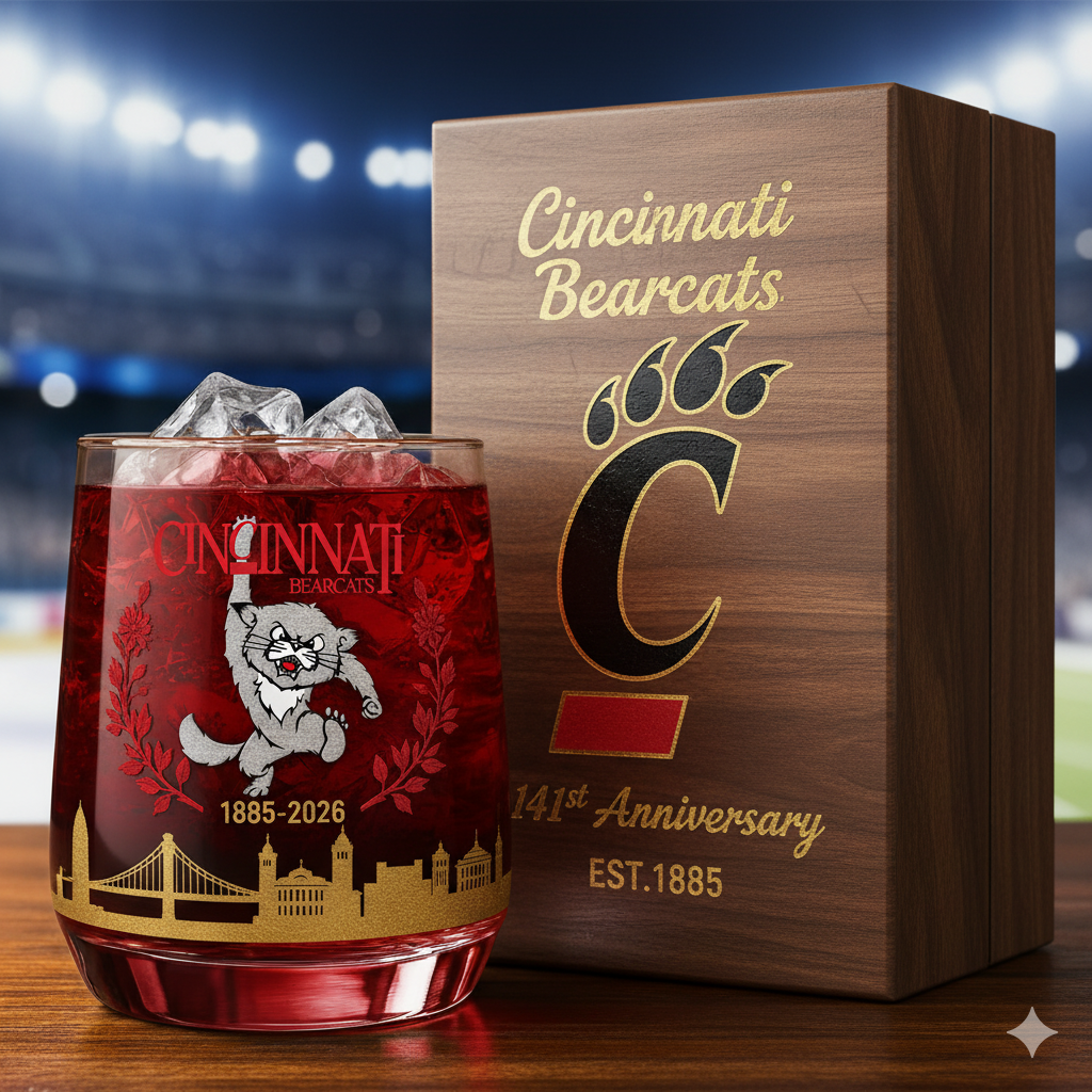 Cincinnati Bearcats 141st Anniversary Whiskey Glass