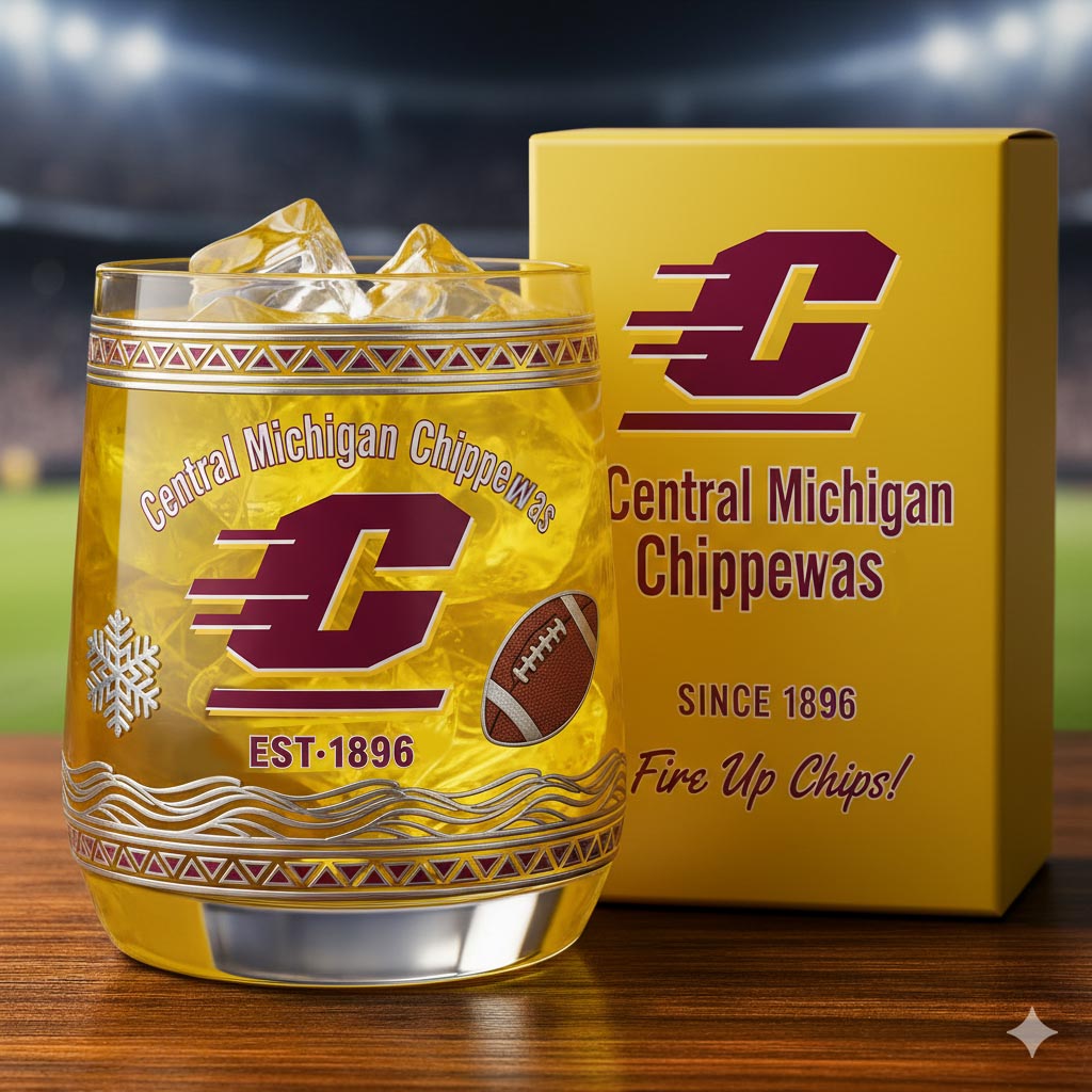 Central Michigan Chippewas Whiskey Glass