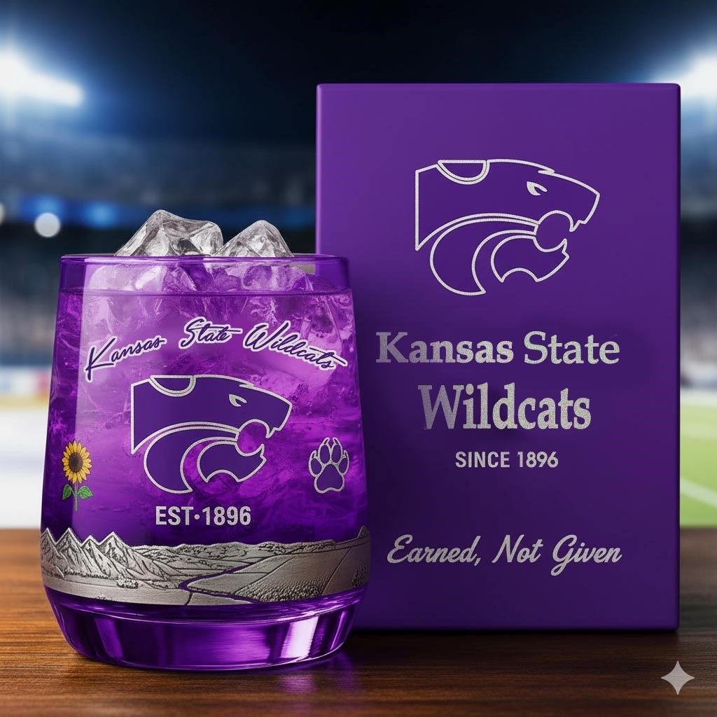 Kansas State Wildcats Whiskey Glass