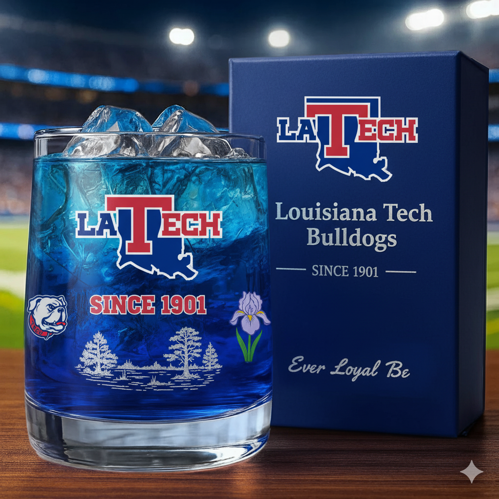  Louisiana Tech Bulldogs Whiskey Glass
