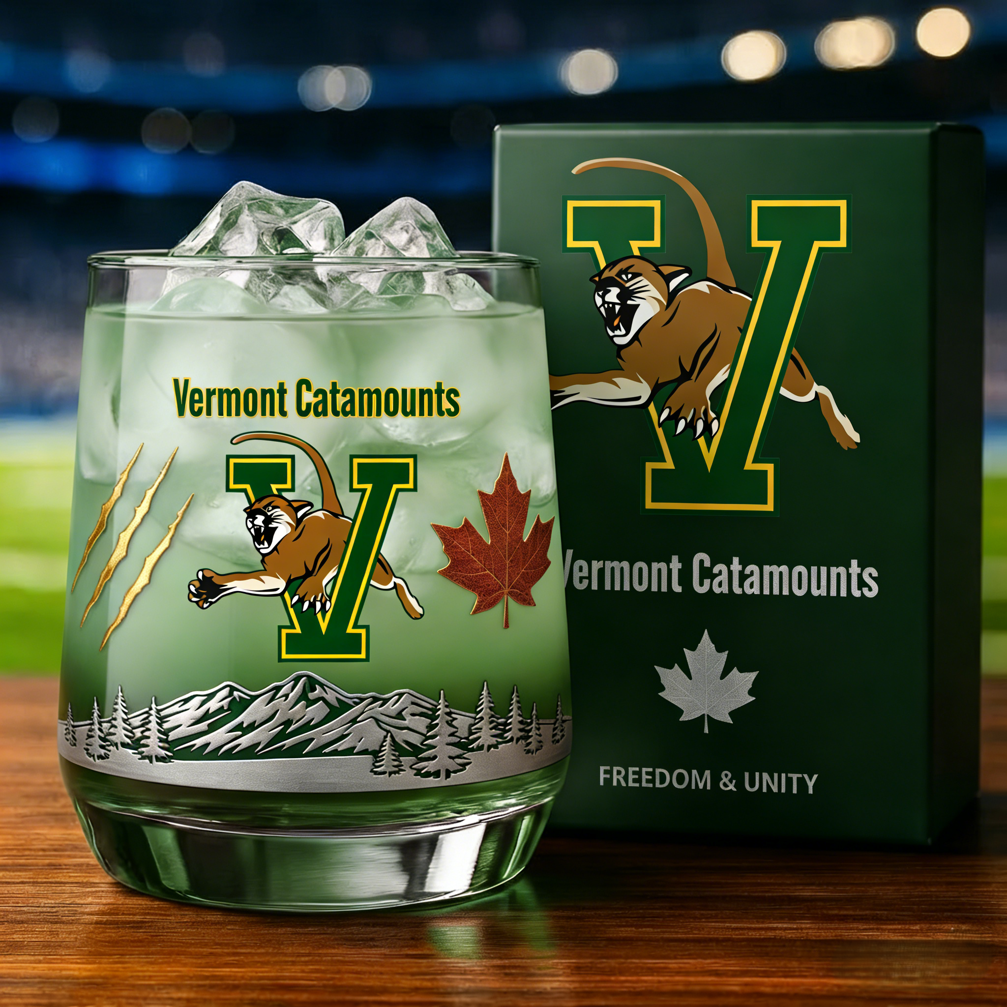 Vermont Catamounts Whiskey Glass