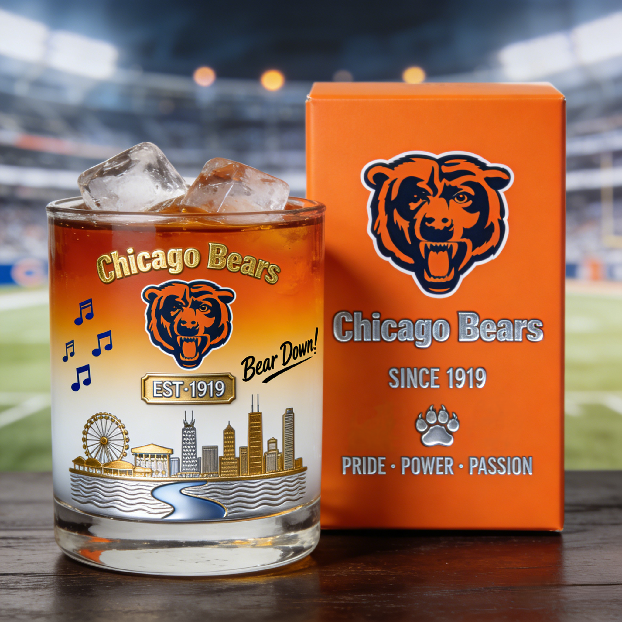 Chicago Bears Whiskey Glass
