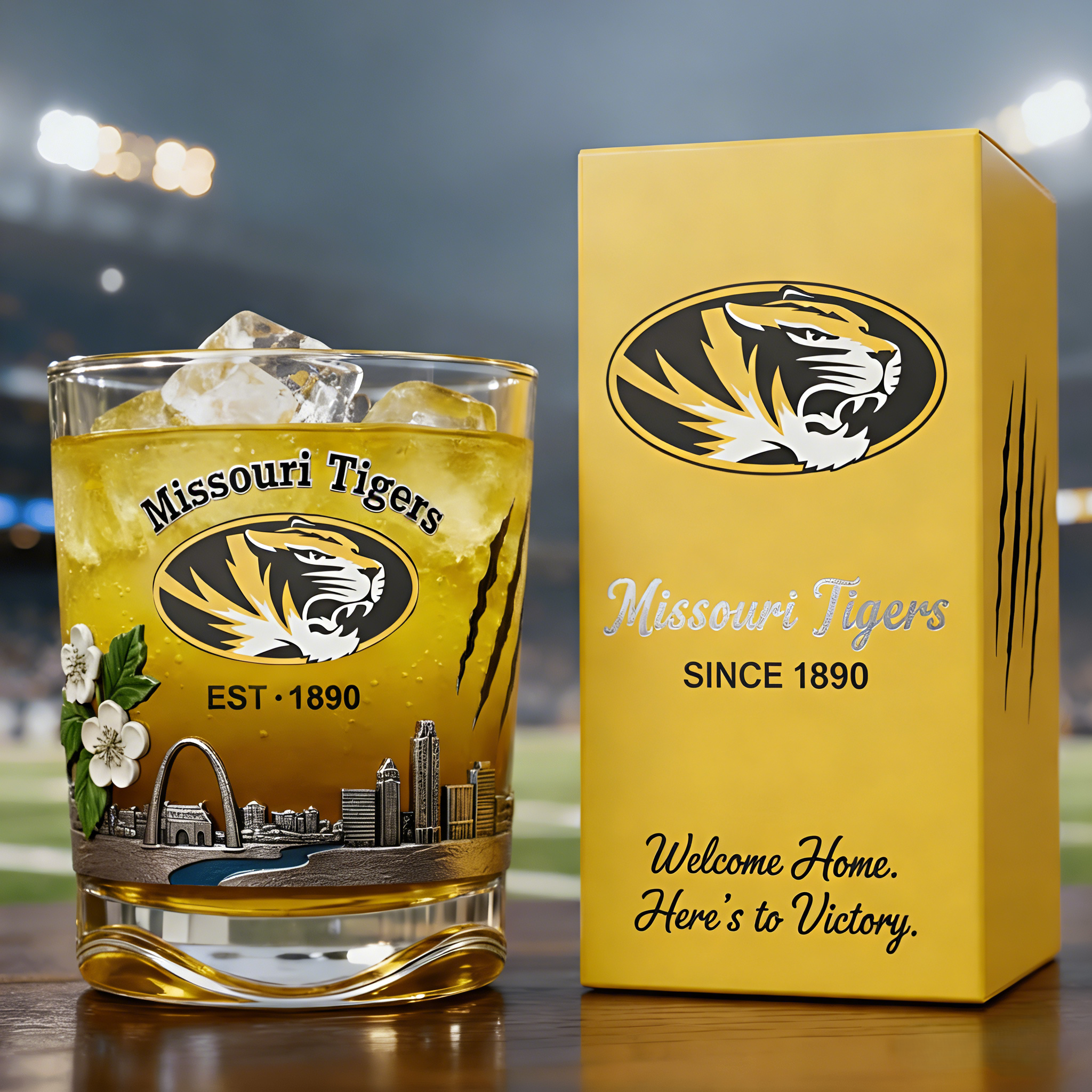 Missouri Tigers Whiskey Glass