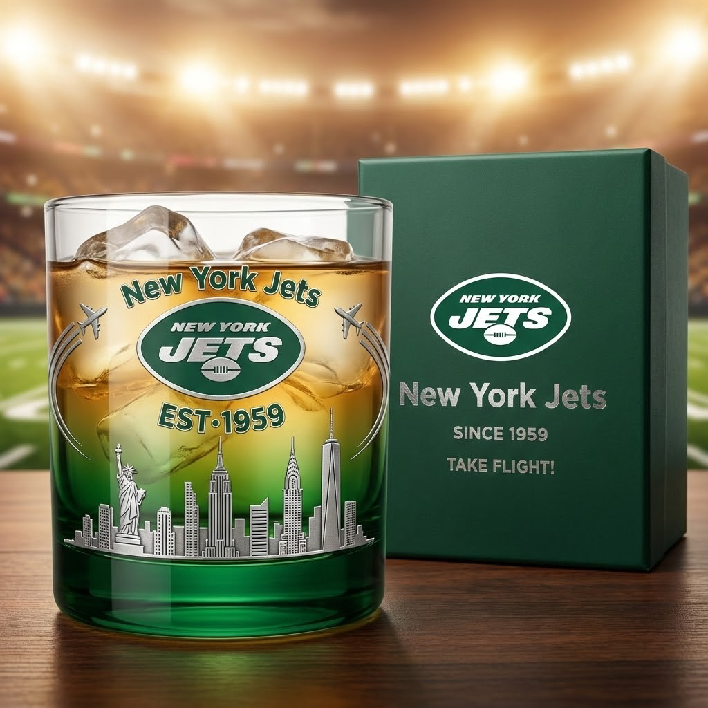 New York Jets Whiskey Glass