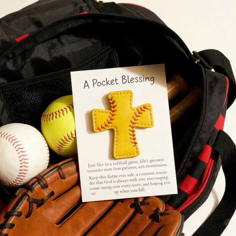Personalized Sports Cross Pocket Blessing - Soccer Rugby Baseball Basketball Token - Handwritten Message Card - Christian Athlete Coach Gift