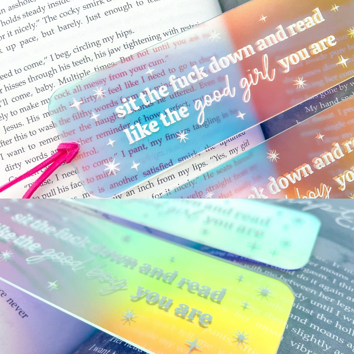 ✨Sit Down And Read Iridescent Bookmark📜