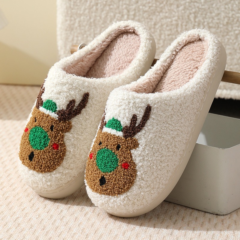 Christmas Deer House Cute Cartoon Slippers