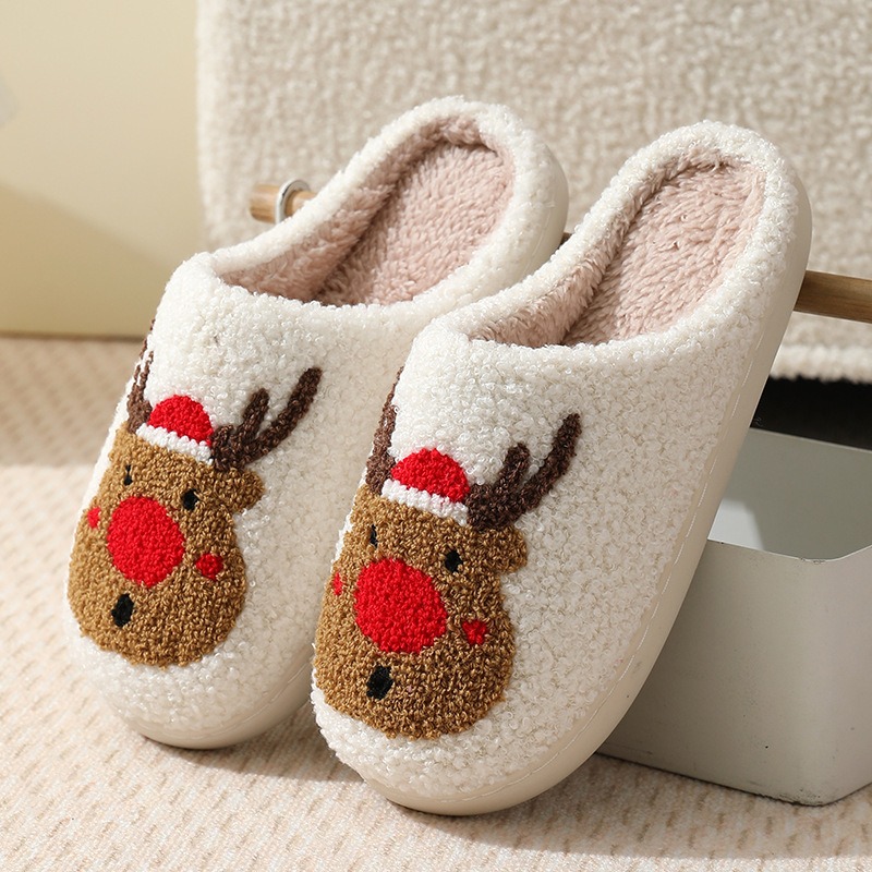 Christmas Deer House Cute Cartoon Slippers