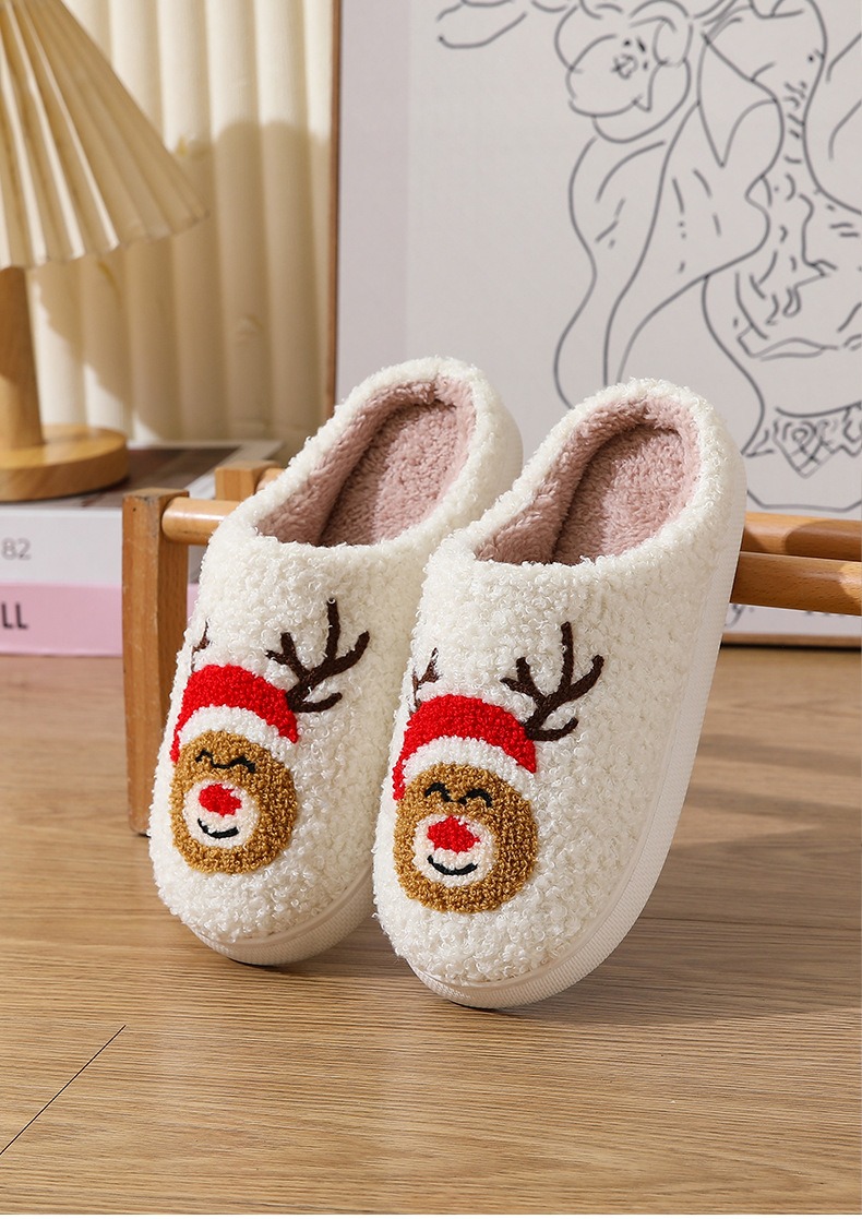 Christmas Deer House Cute Cartoon Slippers