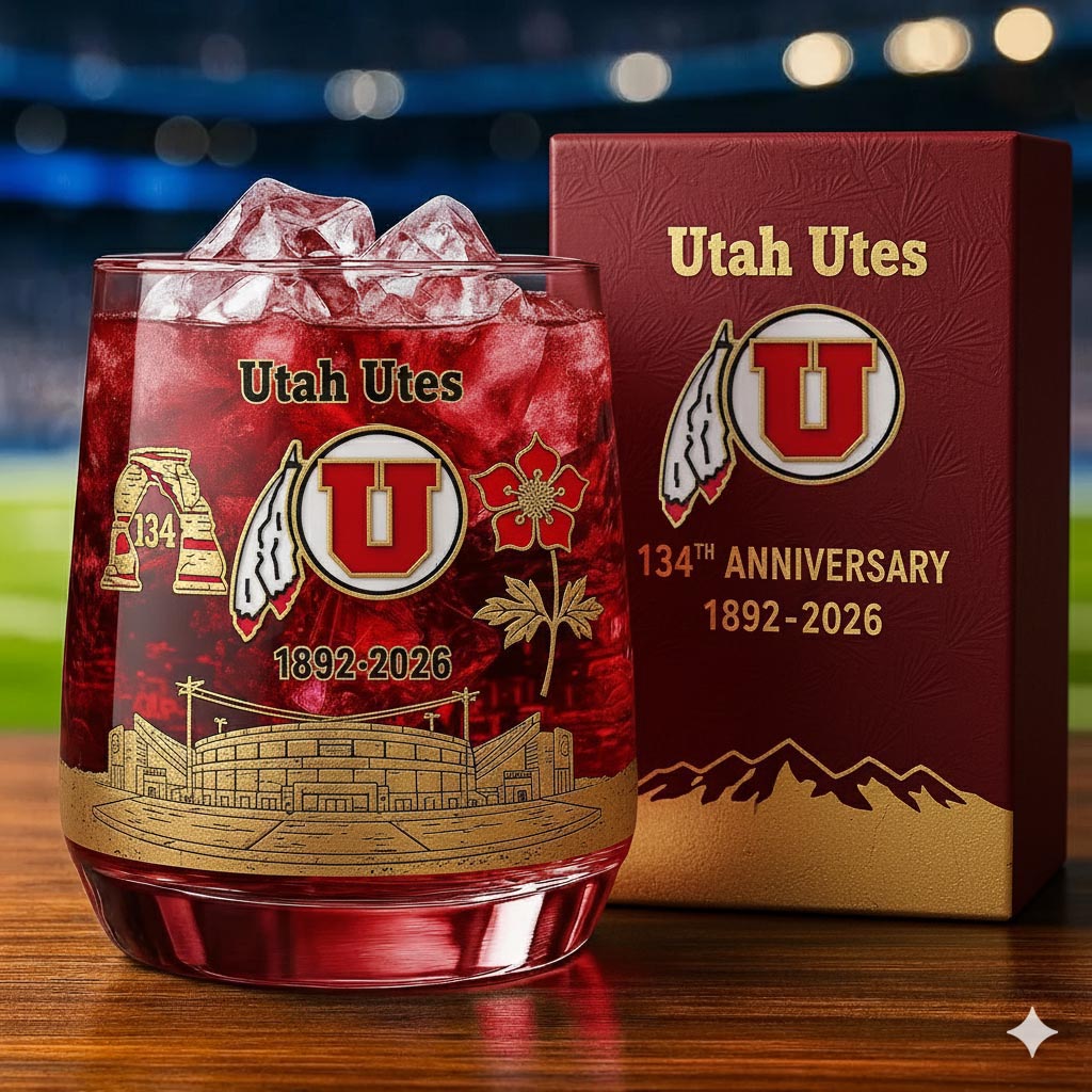 Utah Utes 134th Anniversary Whiskey Glass 