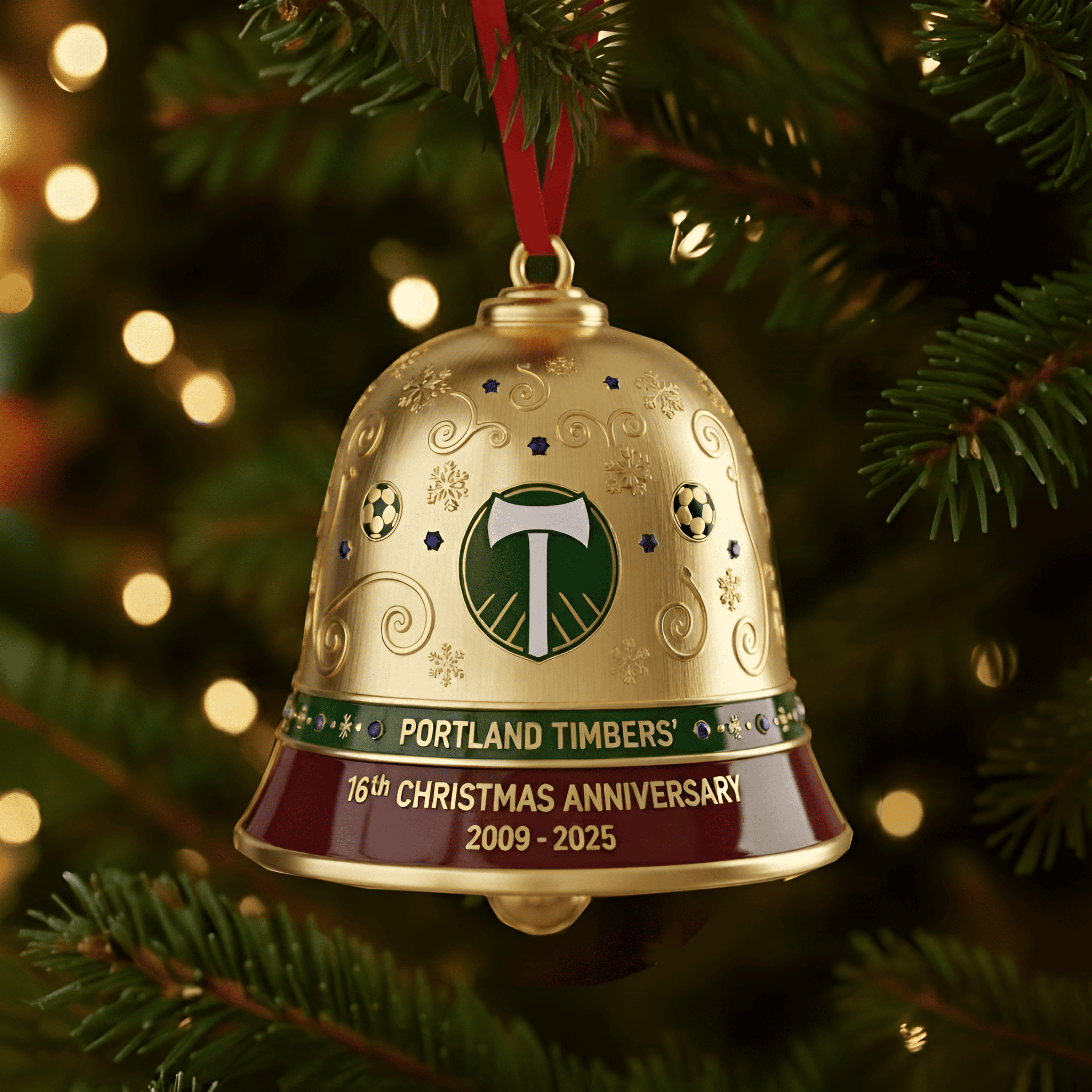 Portland Timbers 16th Anniversary Christmas Bell Ornament