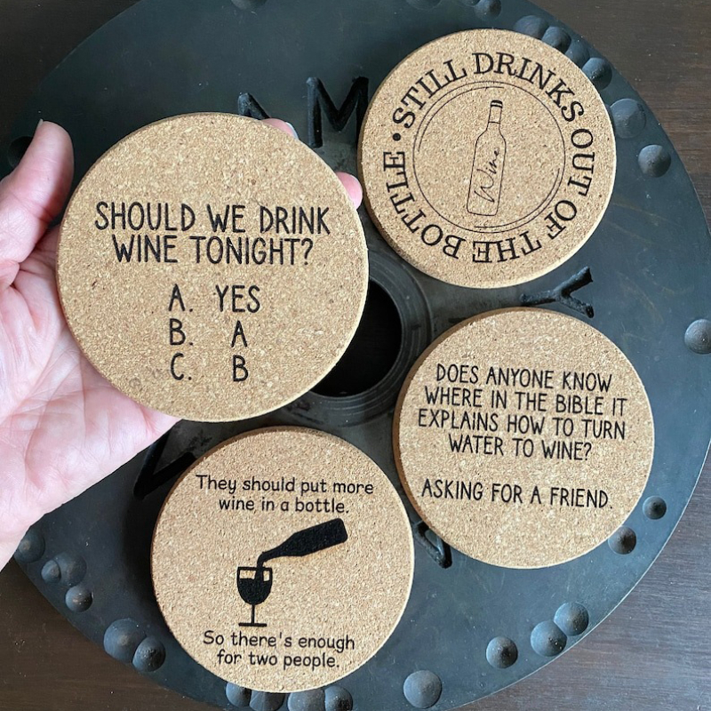 😂Humorous Cork Wine Coasters