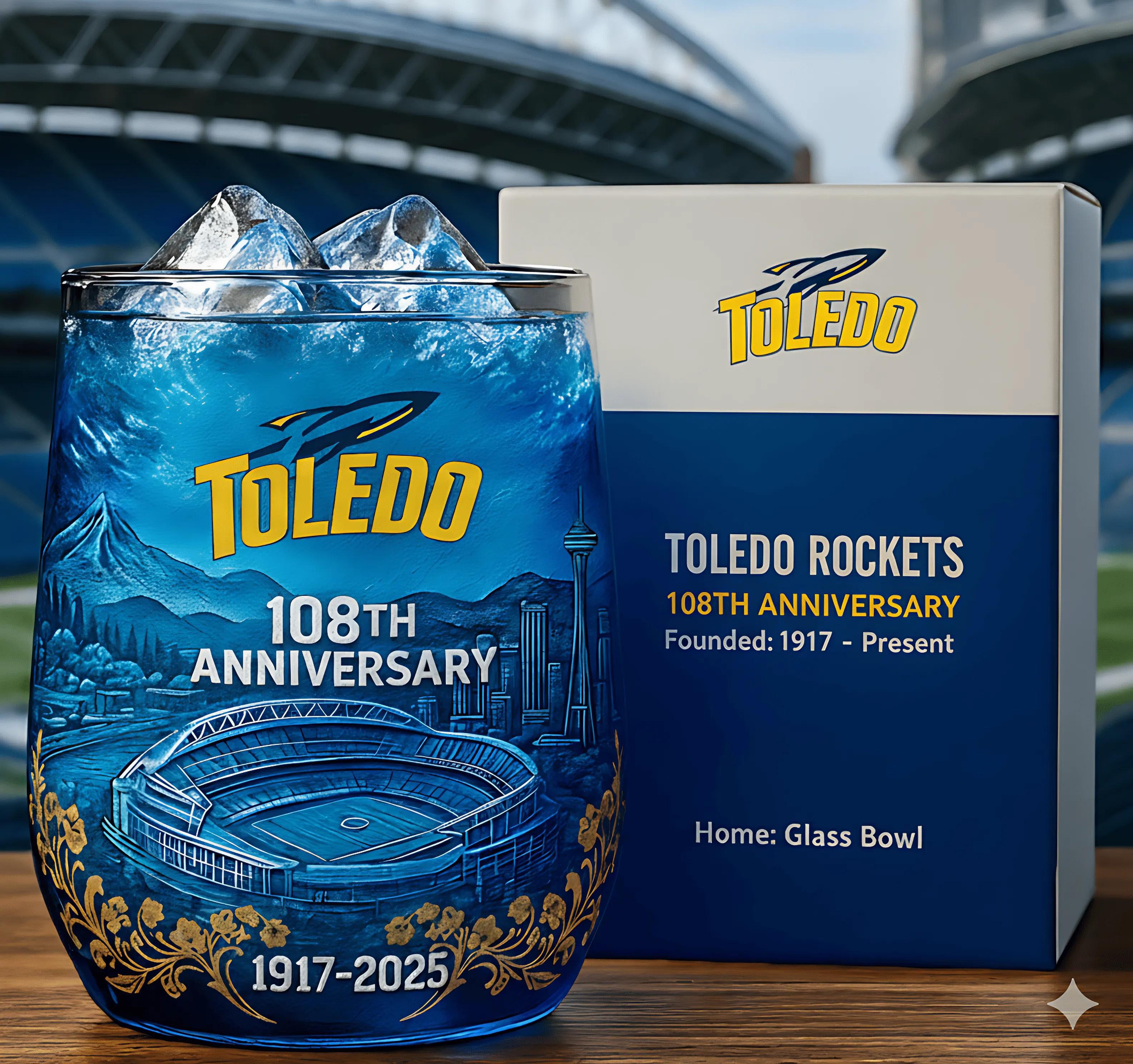 University of Toledo Rockets 108th Anniversary Whiskey Glass