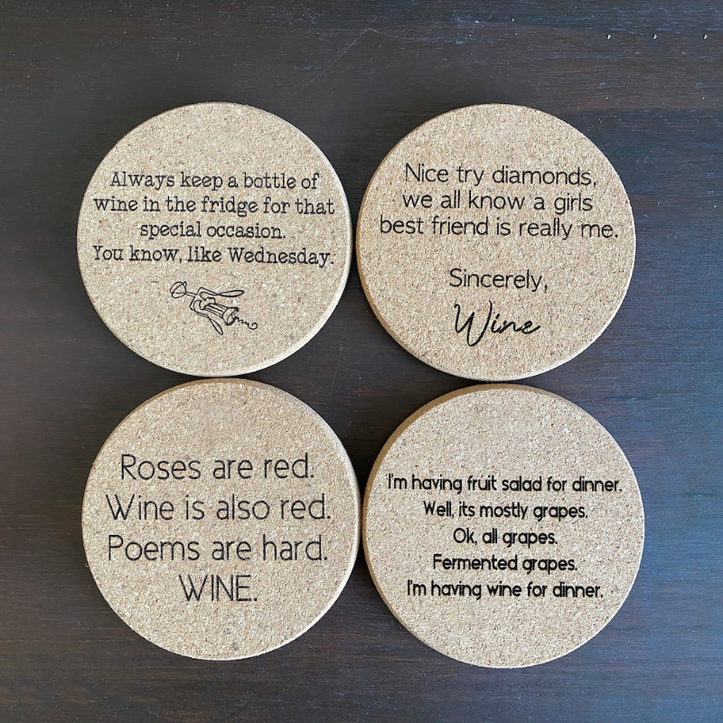 😂Humorous Cork Wine Coasters