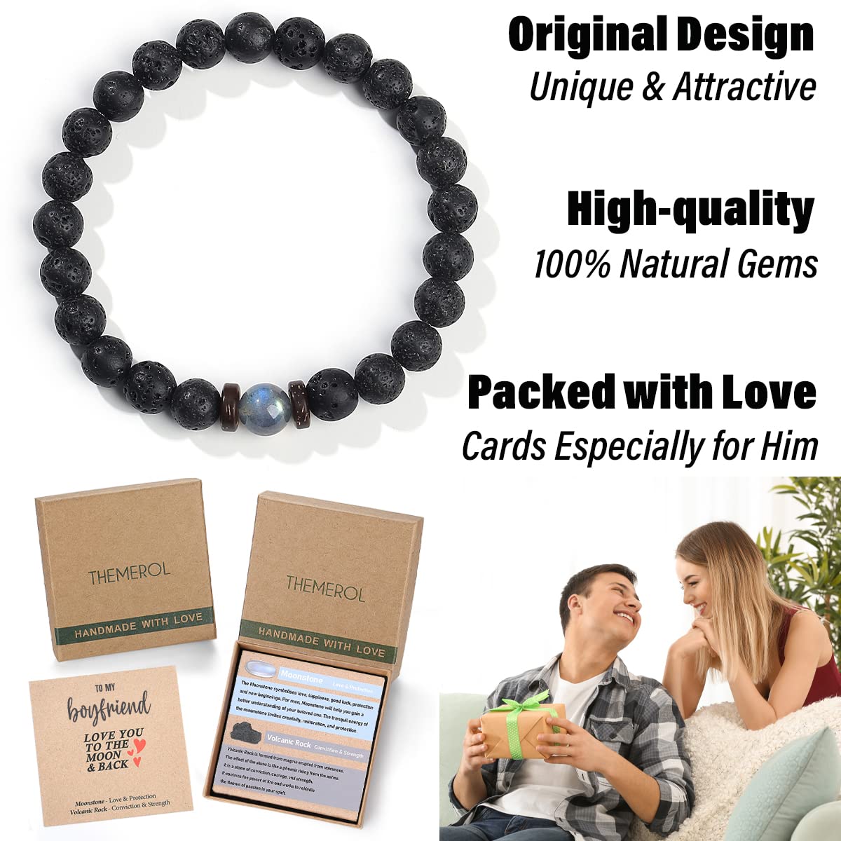 Valentine's Day Specials-Natural Volcanic Rock Beaded Bracelet