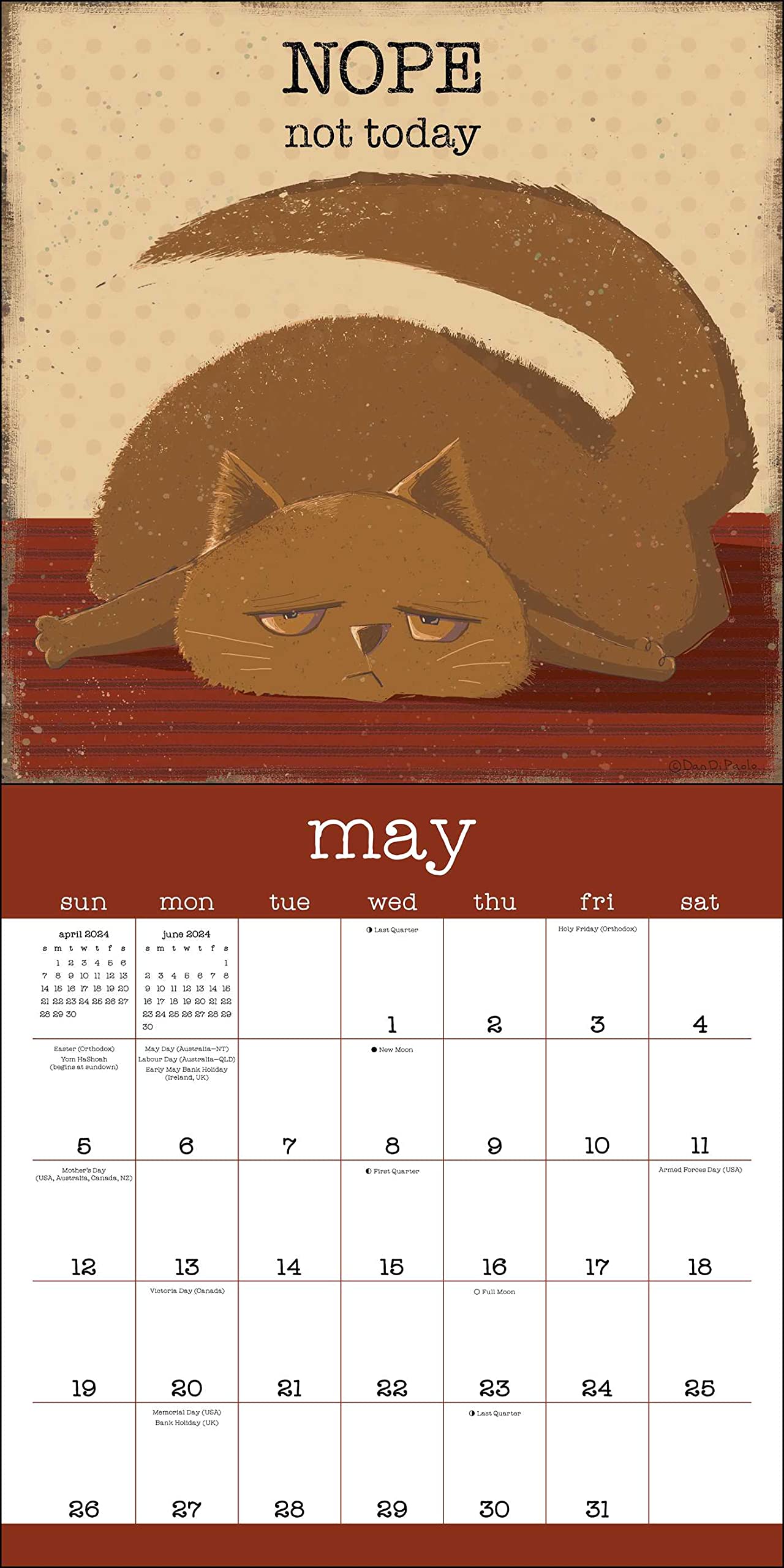 😸A Year of Snarky Cats 2024 Wall Calendar