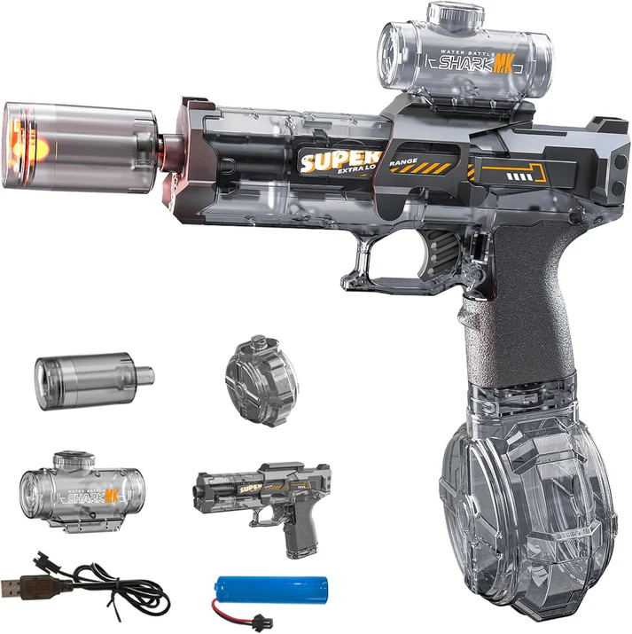 Ultimate Battle Powerful Electric Water Gun, Automatic Squirt Gun with Glowing Muzzle 320cc High Capacity