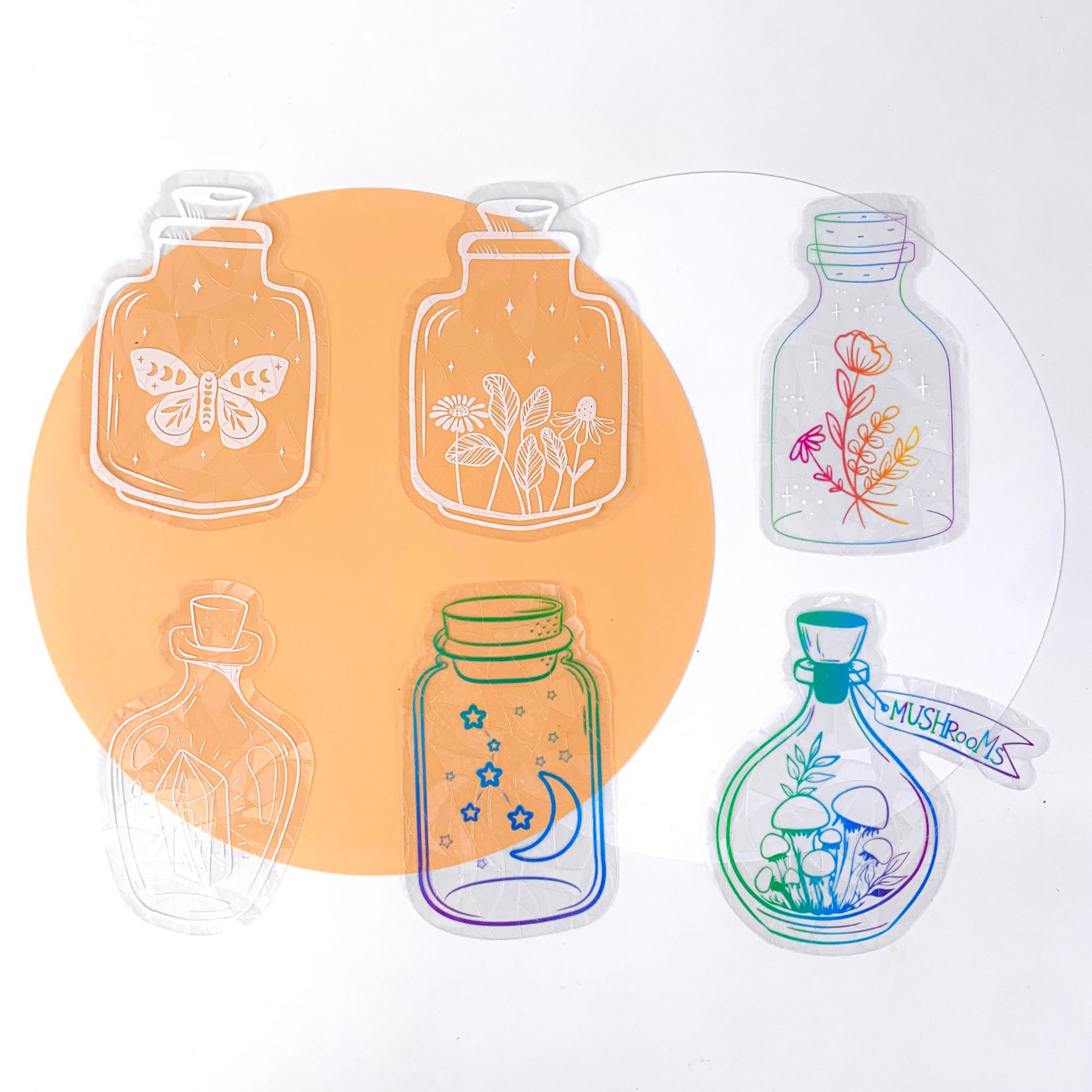 Adsorption rainbow glass window stickers🌈rainbow🌸flowers🐰cute animals🦋butterflies