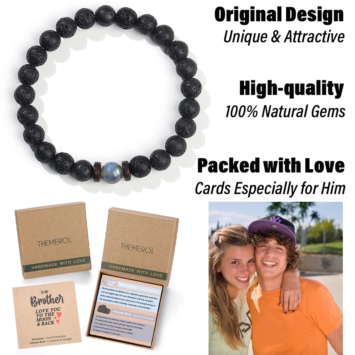 Valentine's Day Specials-Natural Volcanic Rock Beaded Bracelet