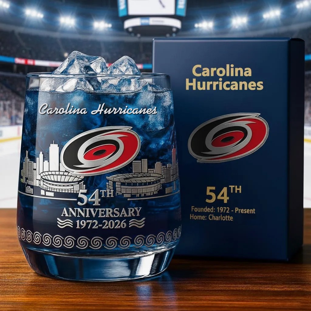 Carolina Hurricanes 54th Anniversary Whiskey Glass