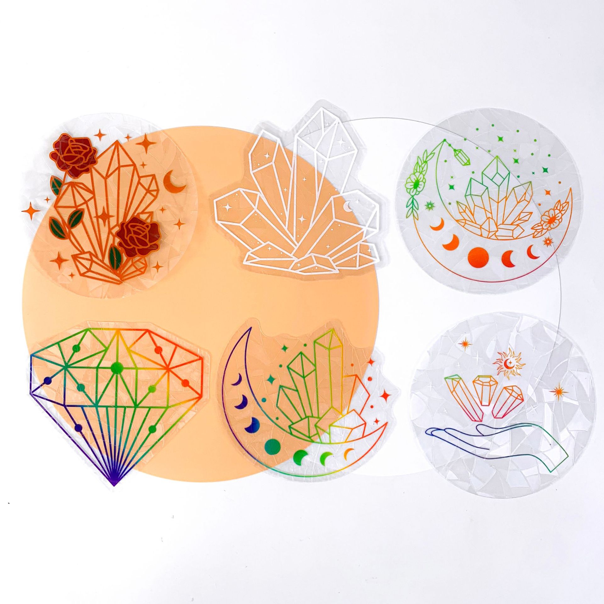 Adsorption rainbow glass window stickers🌈rainbow🌸flowers🐰cute animals🦋butterflies