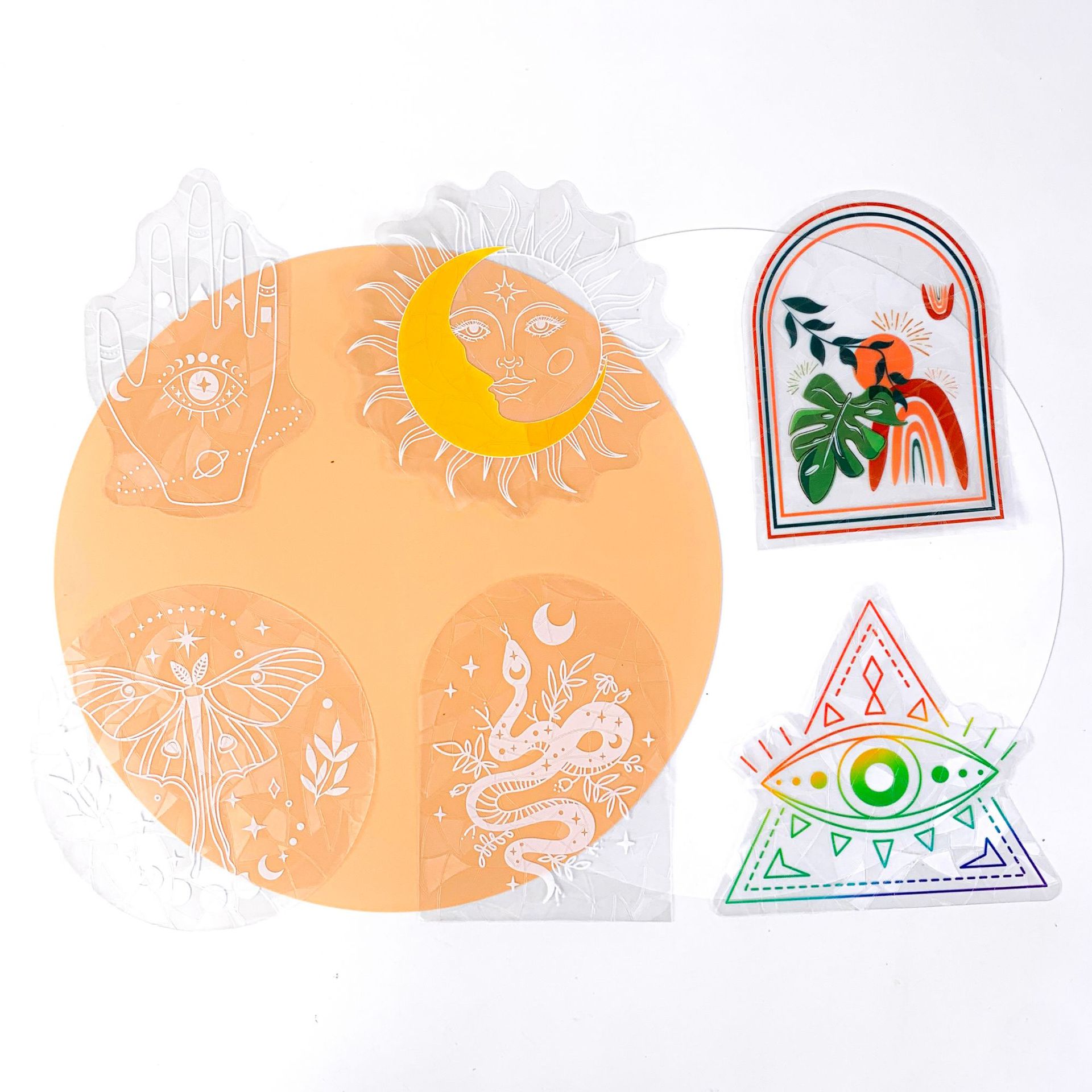 Adsorption rainbow glass window stickers🌈rainbow🌸flowers🐰cute animals🦋butterflies