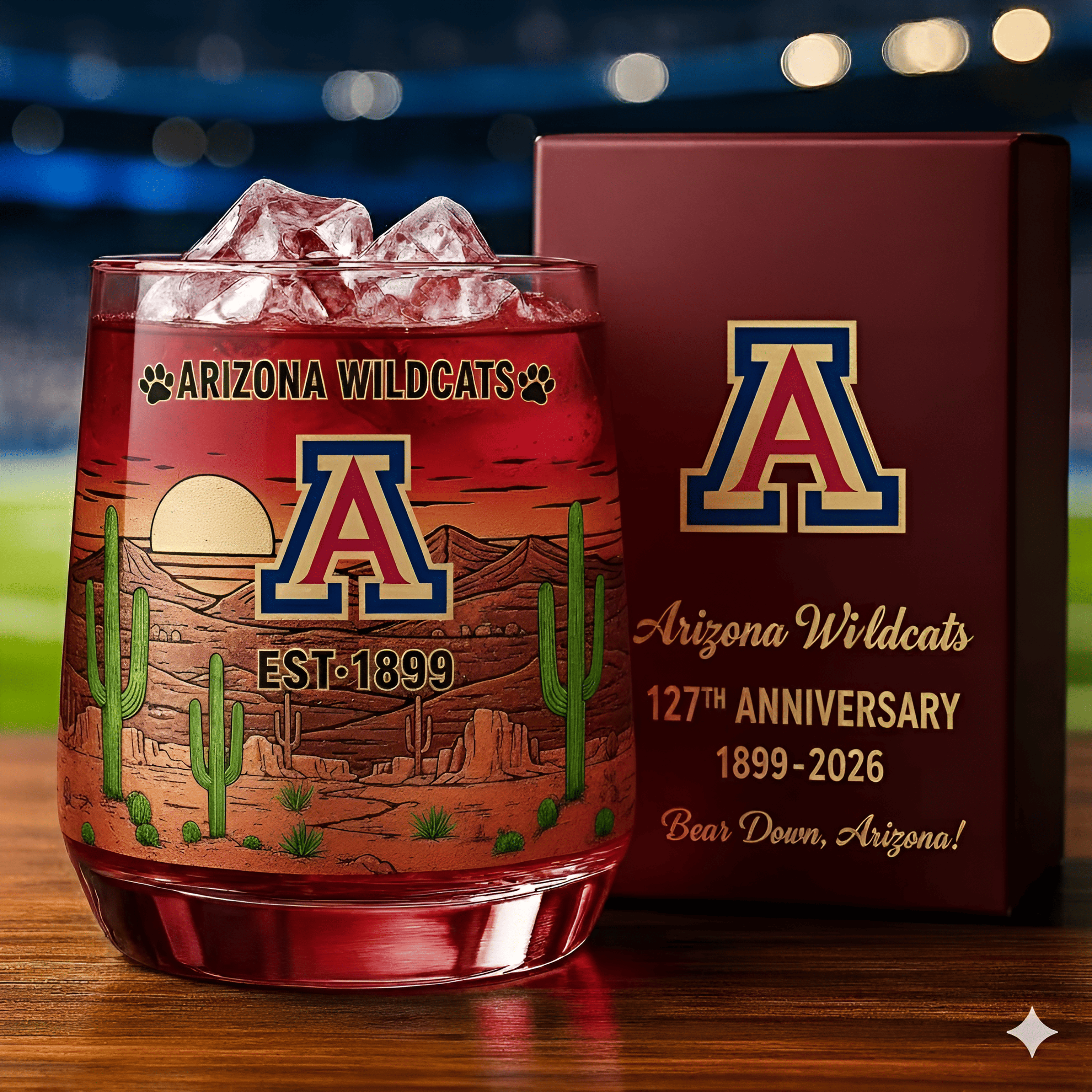 Arizona Wildcats football 127th Anniversary Whiskey Glass
