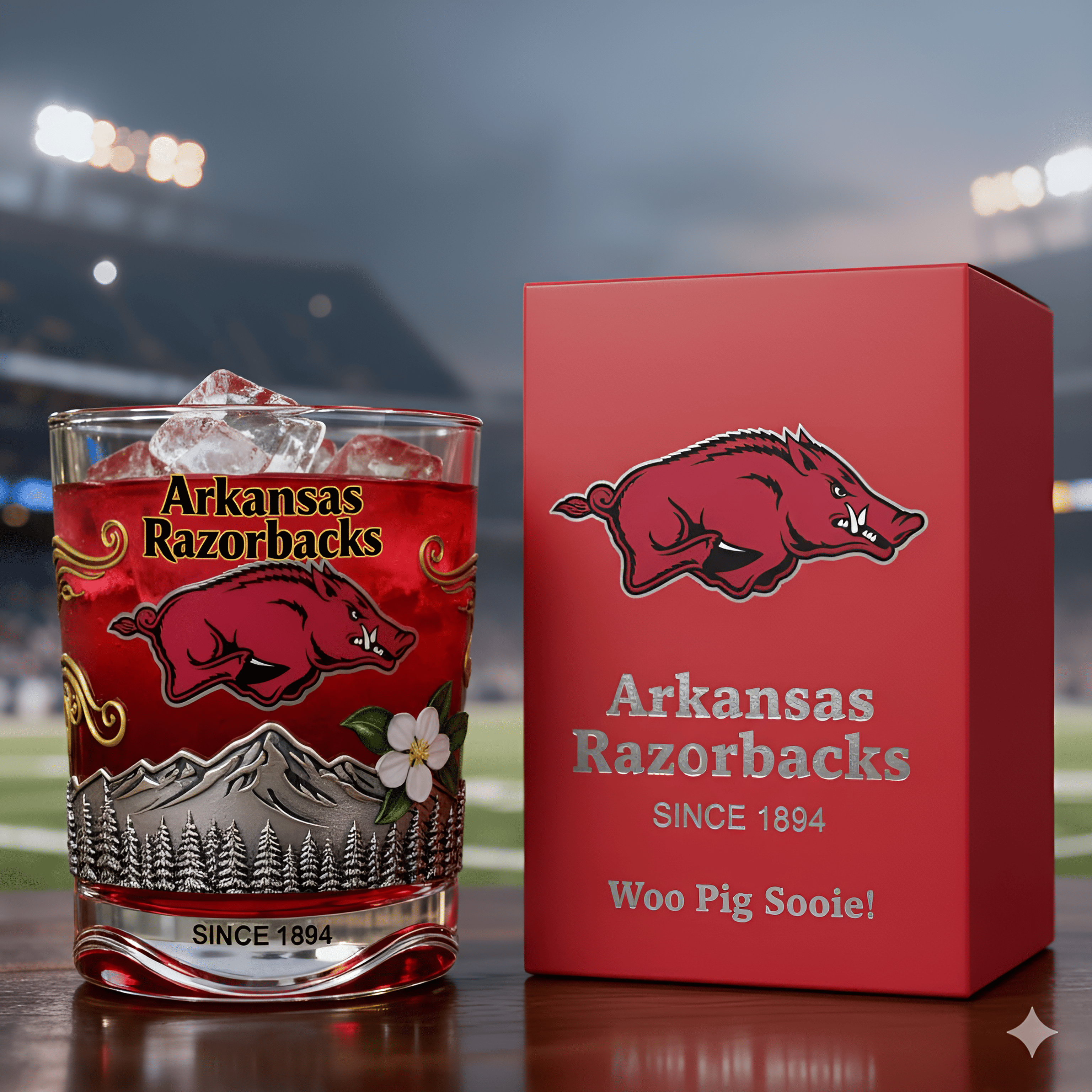 Arkansas Razorbacks football Whiskey Glass