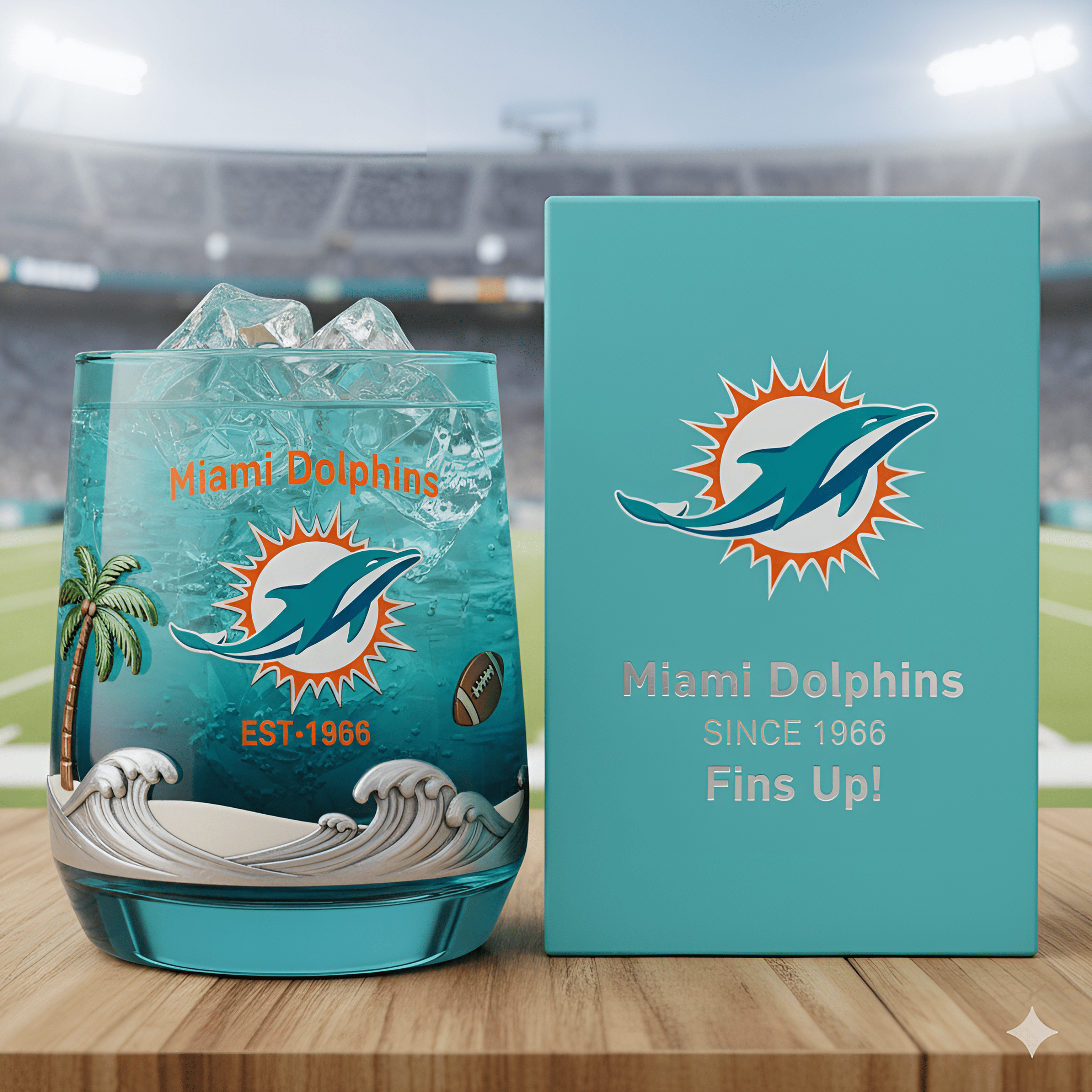 Miami Dolphins Whiskey Glass