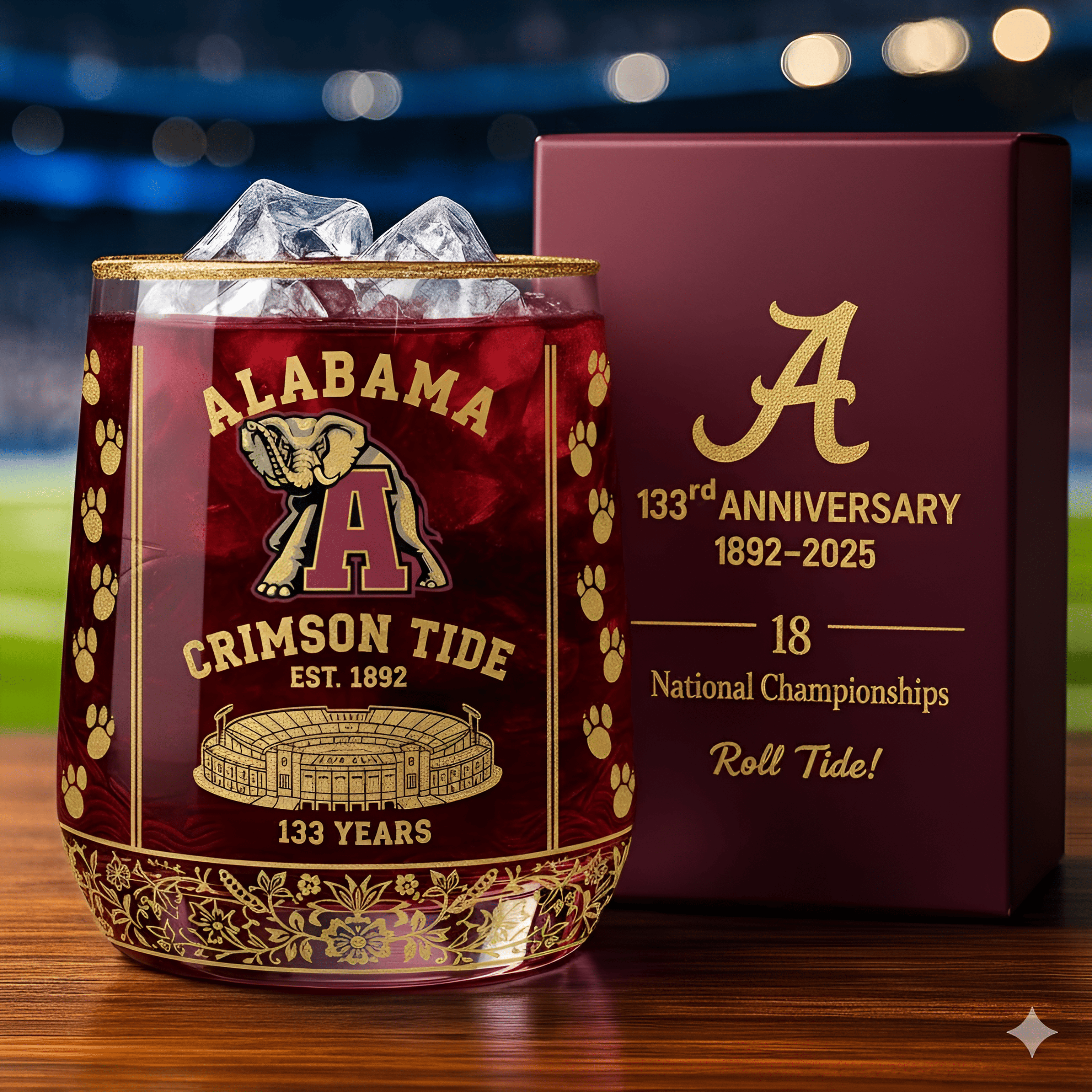 University of Alabama Crimson Tide 133rd Anniversary Whiskey Glass