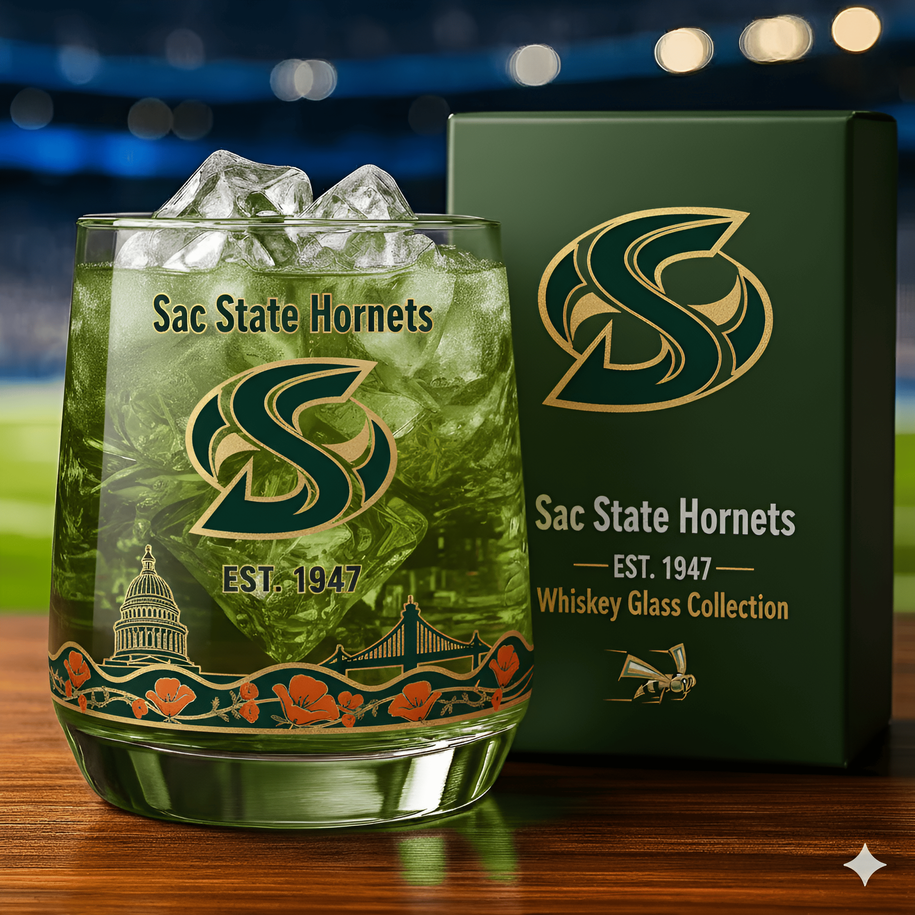Sac State Hornets Whiskey Glass