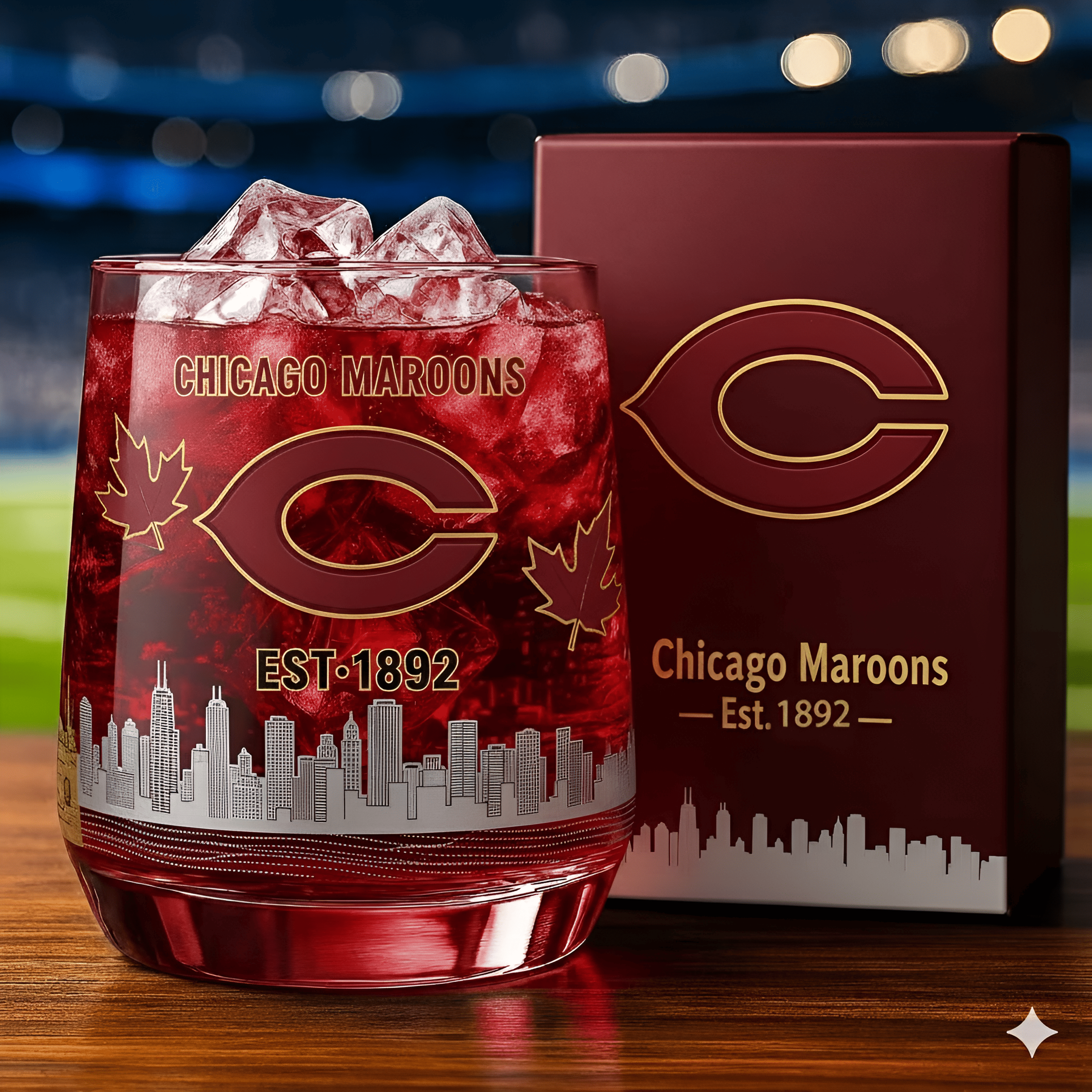 Chicago Maroons Whiskey Glass