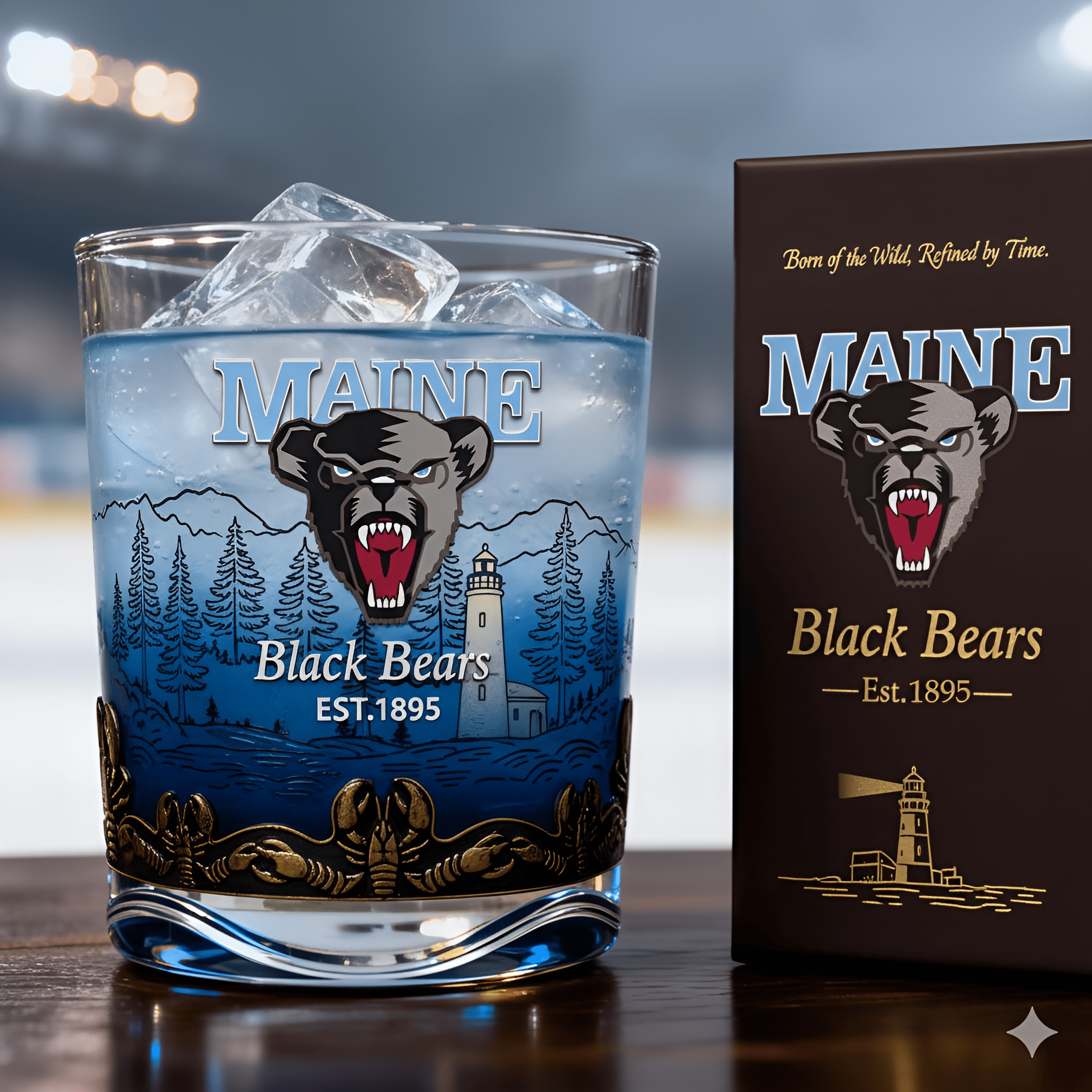 Maine Black Bears Whiskey Glass