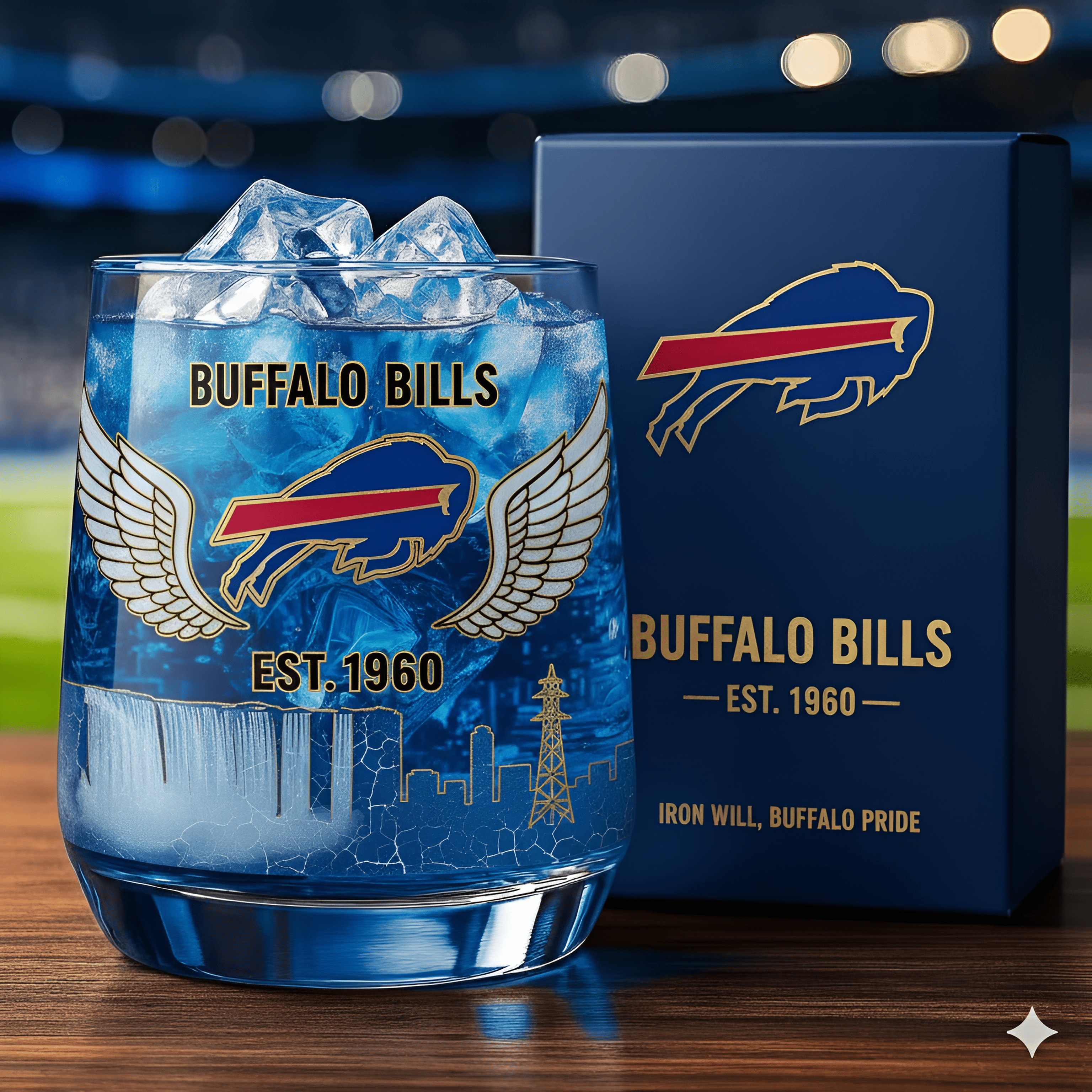 Buffalo Bills whiskey glass