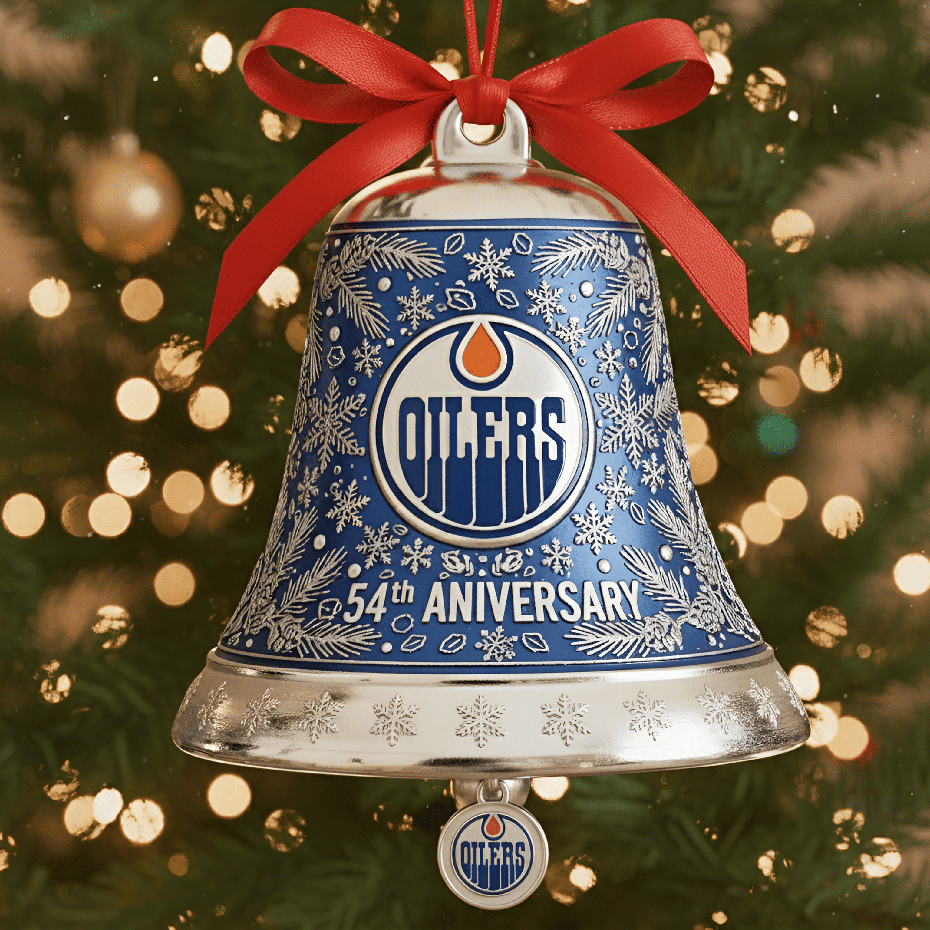 Edmonton Oilers 54th Anniversary Christmas Bell Ornament