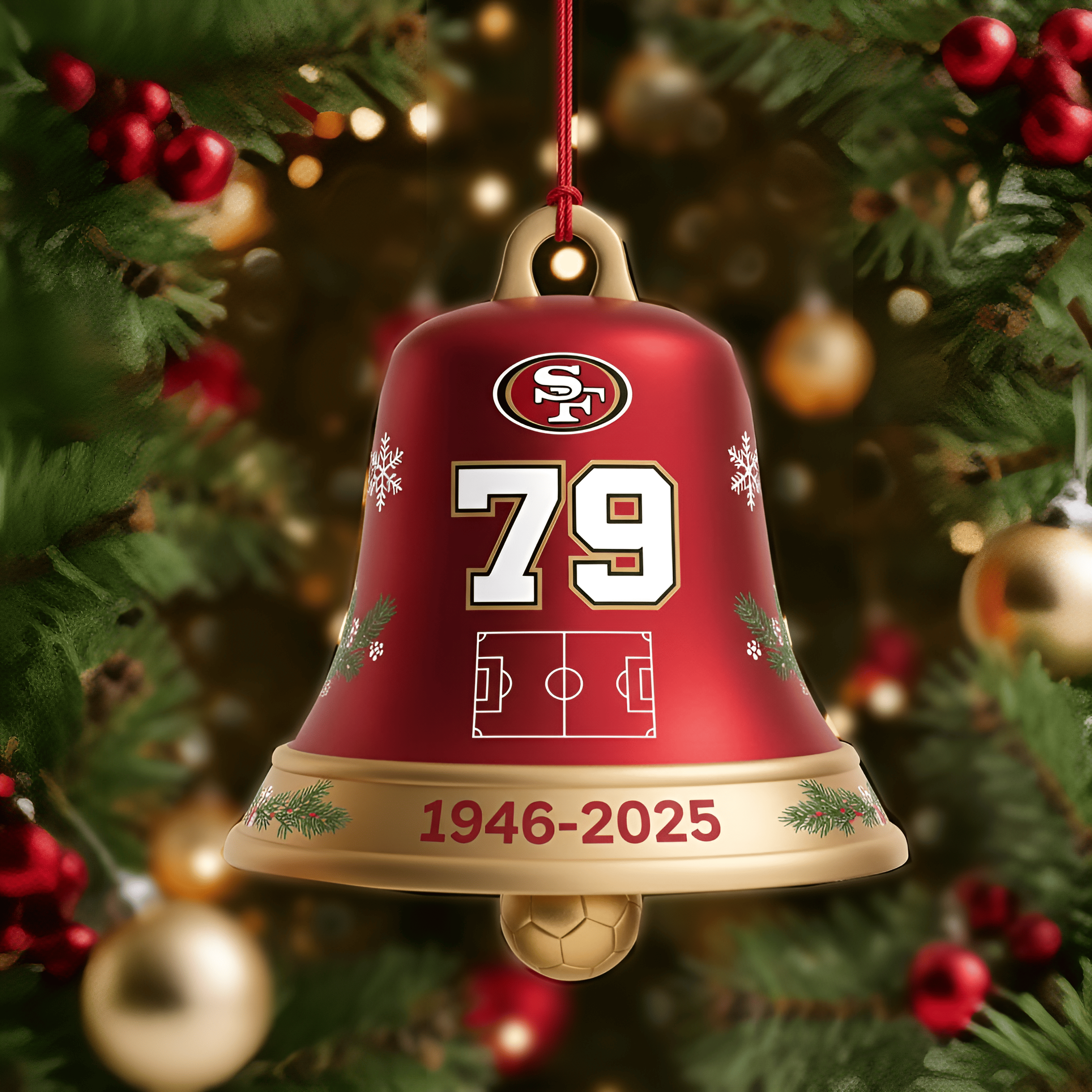 San Francisco 49ers 79th Anniversary Christmas Bell Ornament