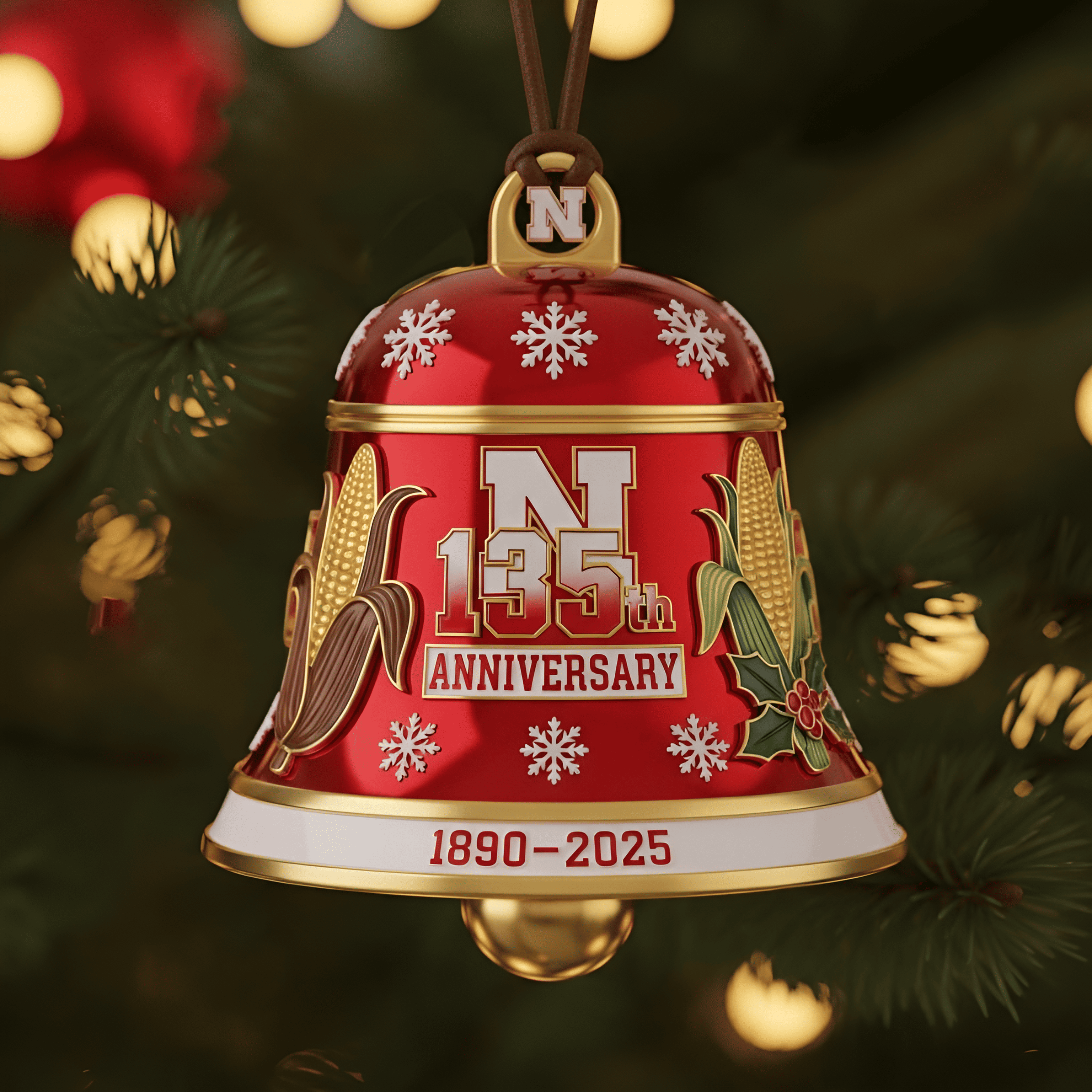 Nebraska Cornhuskers 135th Anniversary Christmas Bell Ornament