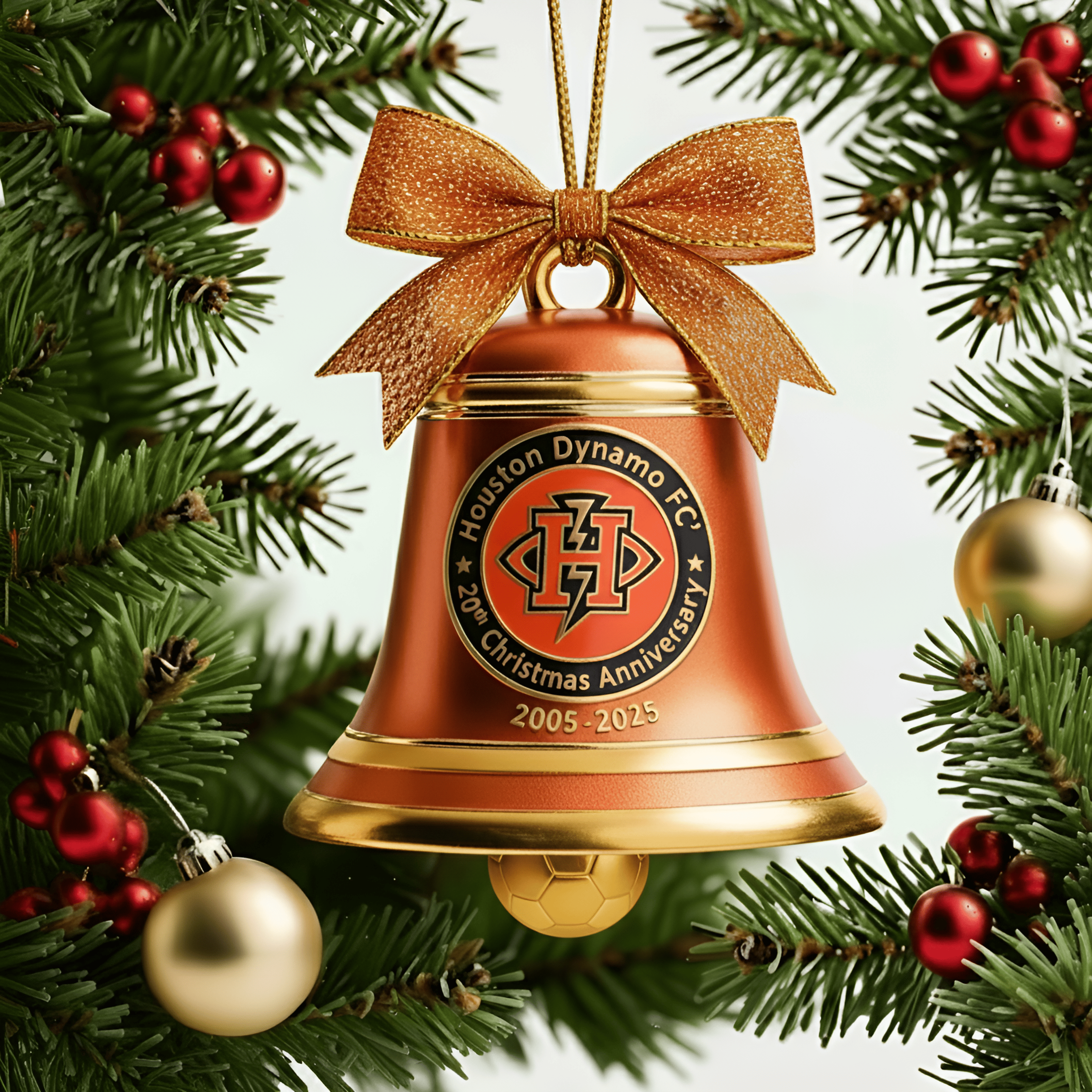 Houston Dynamo FC' 20th Anniversary Christmas Bell Ornament