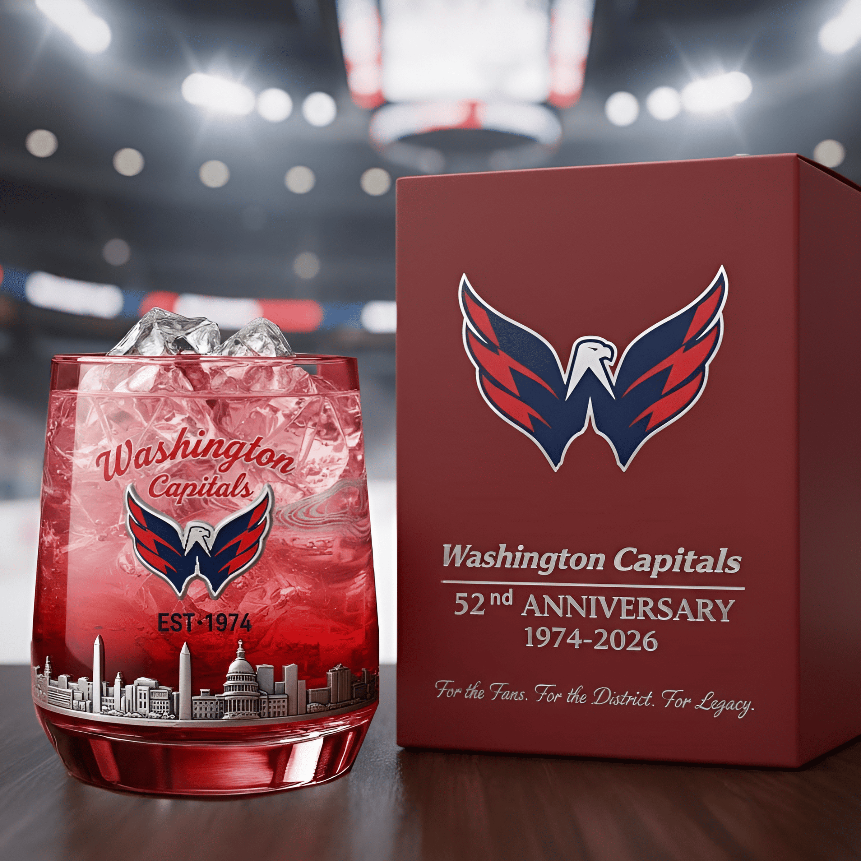 Washington Capitals 52nd Anniversary Whiskey Glass