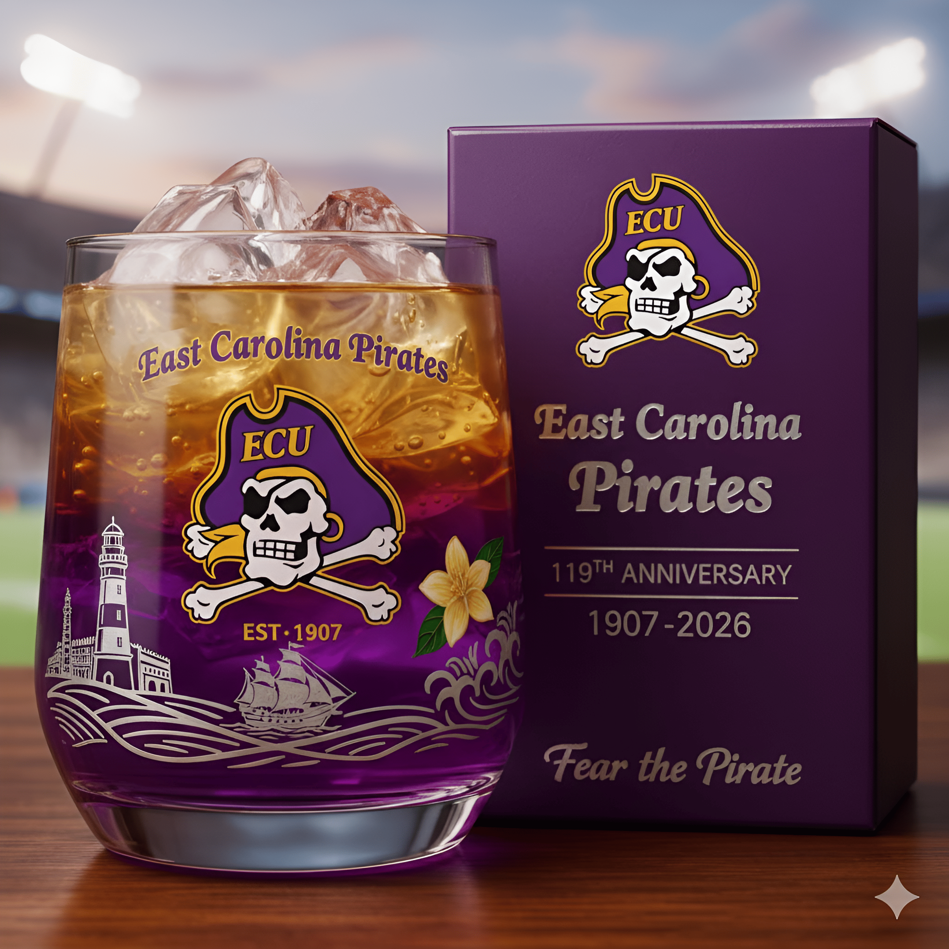 East Carolina University Pirates 119th Anniversary Whisky Glass