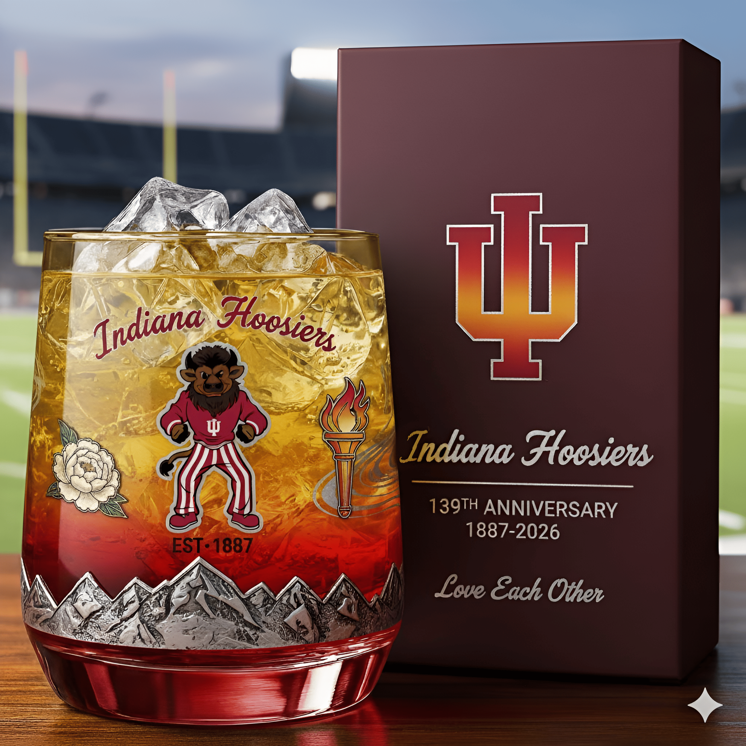 Indiana Hoosiers 139th Anniversary Whiskey Glass