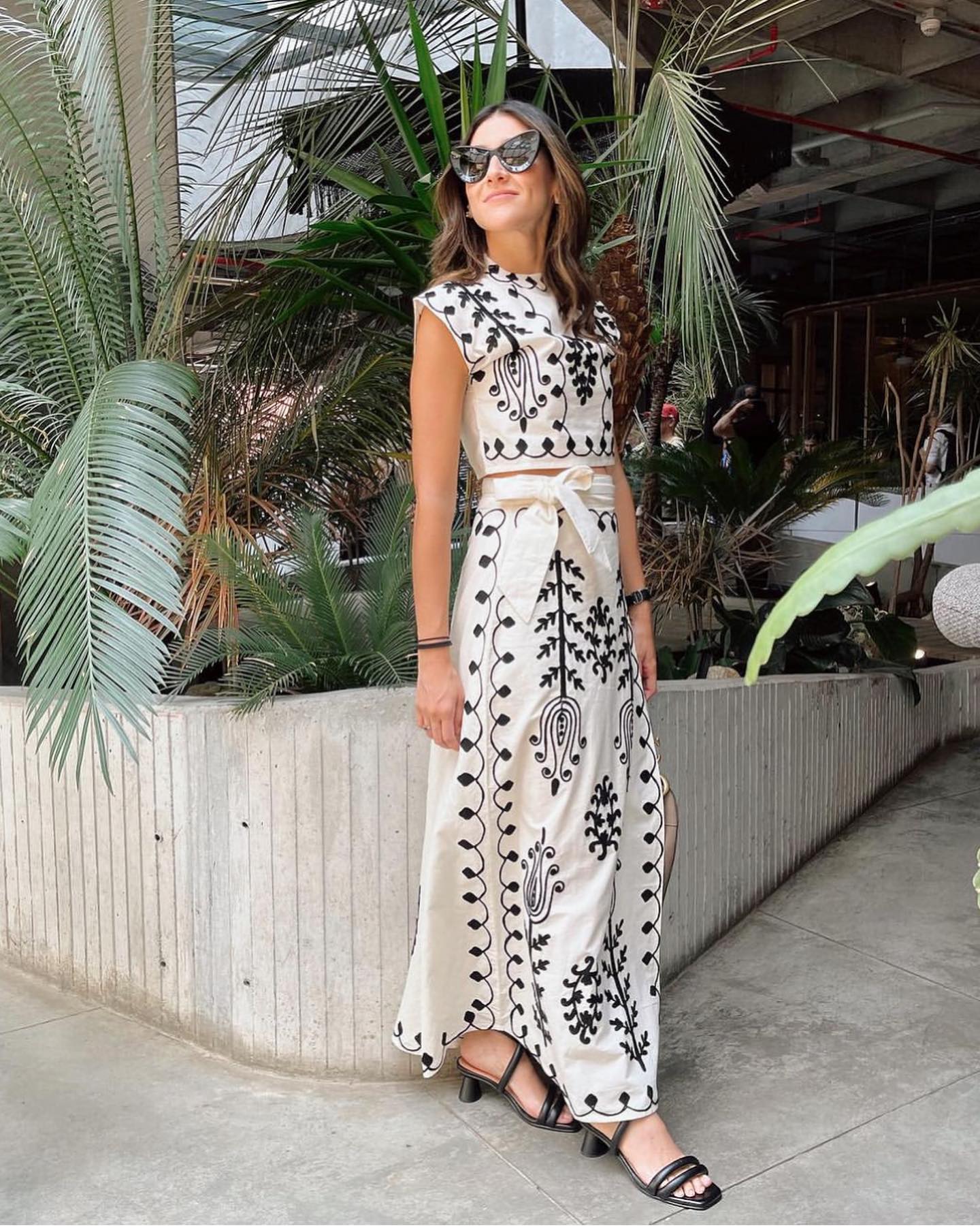 Crop Top And Skirt Set